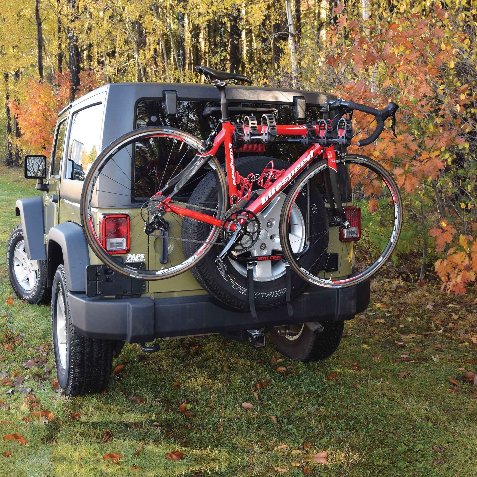 Malone RunWay Bike Spare Tire Rack - Heavy Duty Bicycle Rear Wheel Carrier for Road & Mountain Bikes - Perfect for Commuting, Touring & Outdoor Adventures