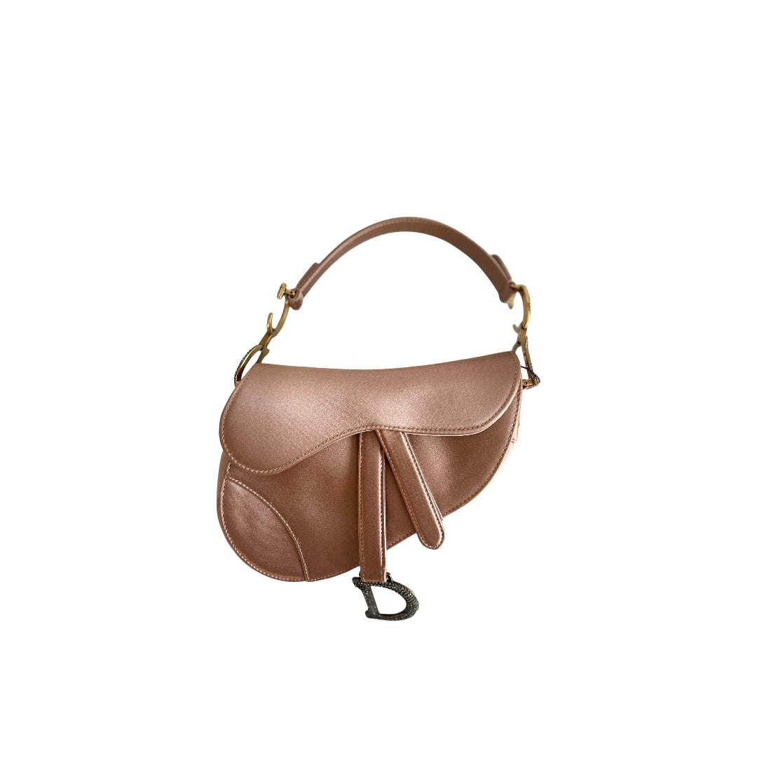 Dior Small Rose Pink Satin Saddle Bag - Luxury Designer Handbag for Women, Perfect for Parties, Weddings & Everyday Elegance