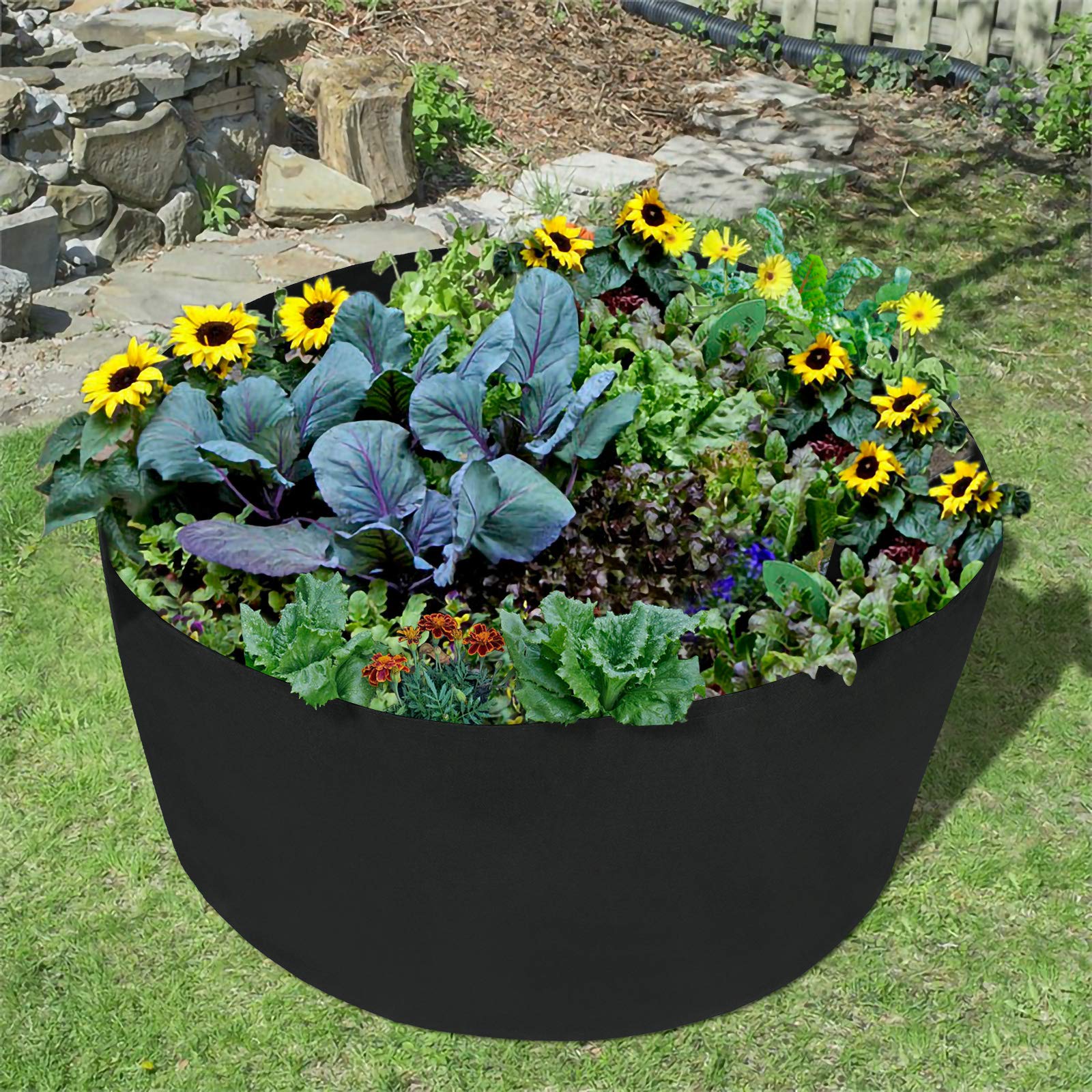 Firlar 2 Pack 100 Gallon Round Grow Bags - Heavy Duty Fabric Plant Pots for Vegetables, Flowers & Herbs | Raised Garden Bed, Planting Container | Indoor & Outdoor Gardening, Urban Farming, Balcony Planting