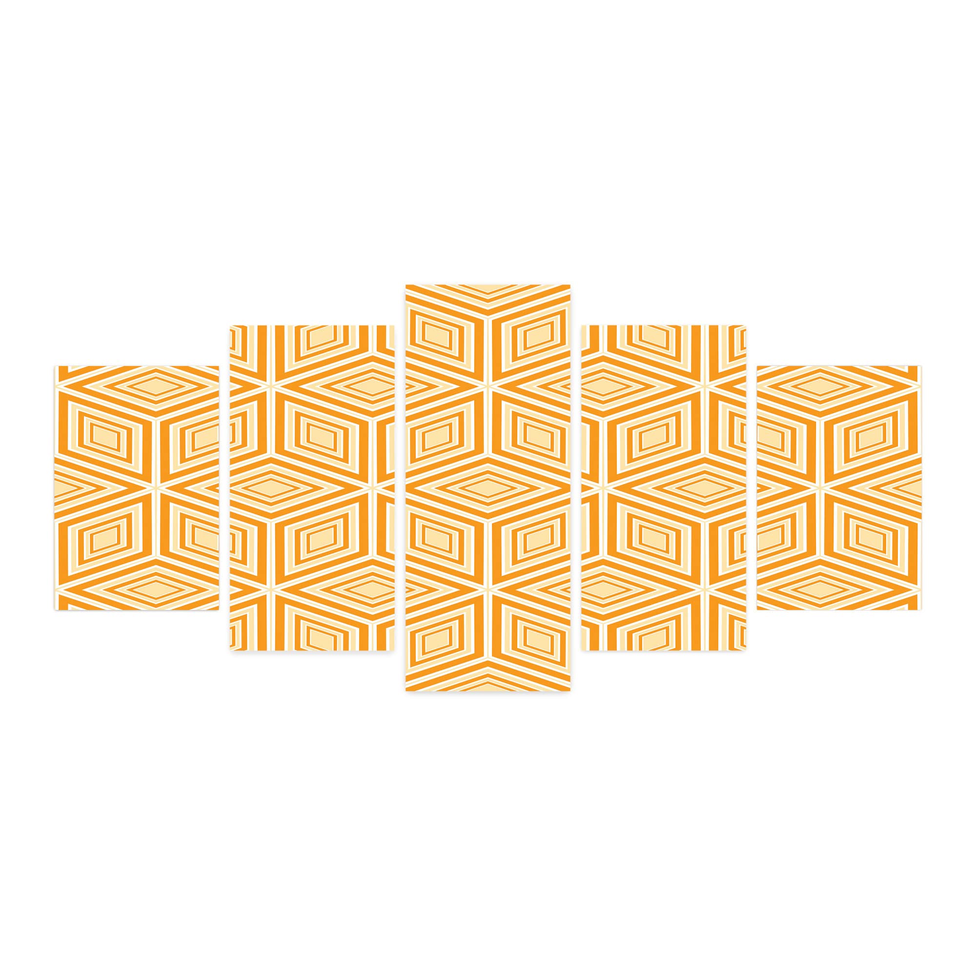 Ambesonne Modern Geometric 5-Panel Acrylic Glass Wall Art - Diamond Shape & Striped Design - 60x30 Inches Pale Yellow Orange - Contemporary Home Decor for Living Room, Bedroom, Dorm | Perfect for Minimalist Interiors & Office Spaces