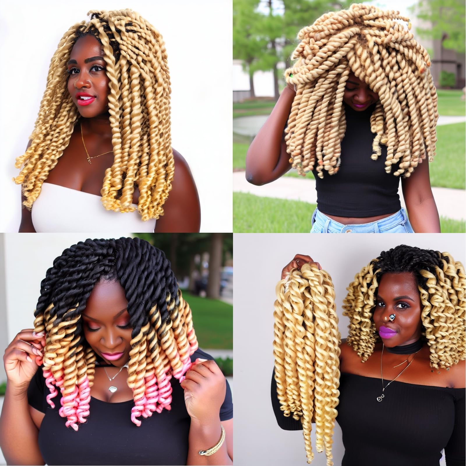 StarWell 8 Inch Blonde Spring Twist Crochet Hair for DIY Hairstyles - Pre-Stretched Synthetic Braiding Hair (1 Pack) - Perfect for Box Braids, Twist Outs & Protective Styles