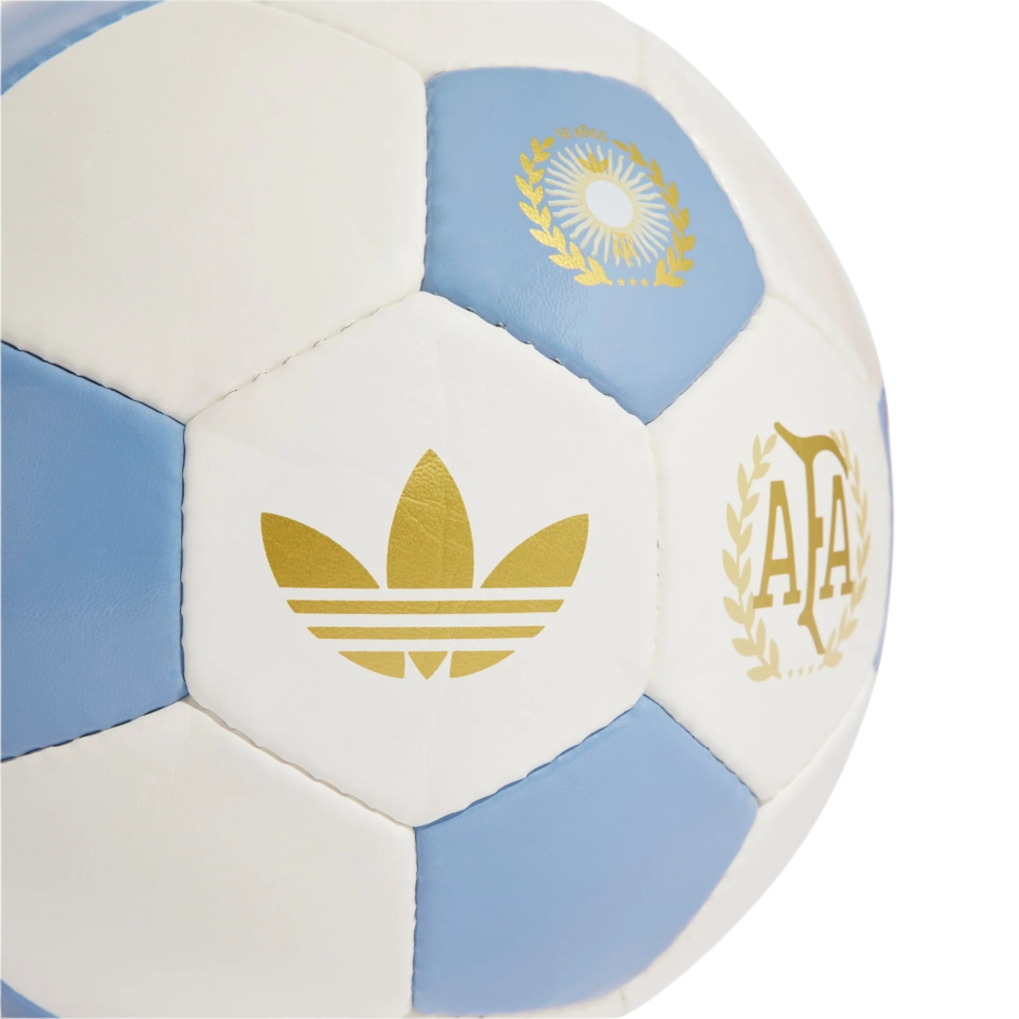 adidas Argentina Anniversary Soccer Ball - Official Size 5, White/Ambient Sky/Gold Metallic - Perfect for Training, Matches & Collectors