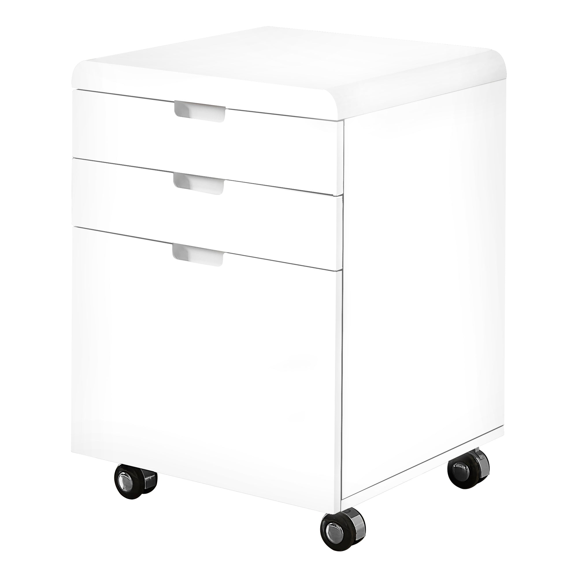 3-Drawer High Gloss White Filing Cabinet with Wheels - Perfect for Home Office, School, or Business Organization & Document Storage