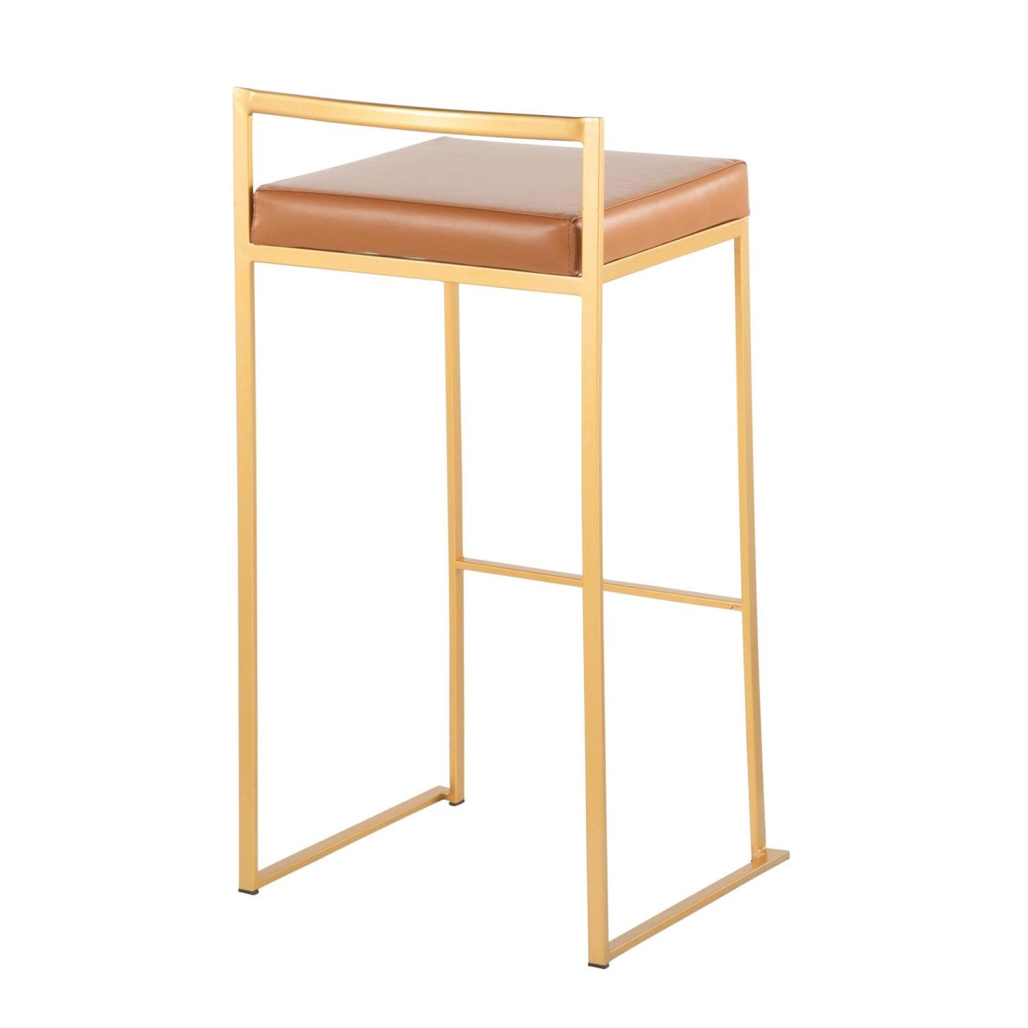Fuji Stacker Bar Stool Set of 2 - Modern Counter Height Bar Chairs with Back Support for Kitchen Island, Breakfast Nook & Home Bar - Comfortable & Stylish Barstools for Dining & Entertaining