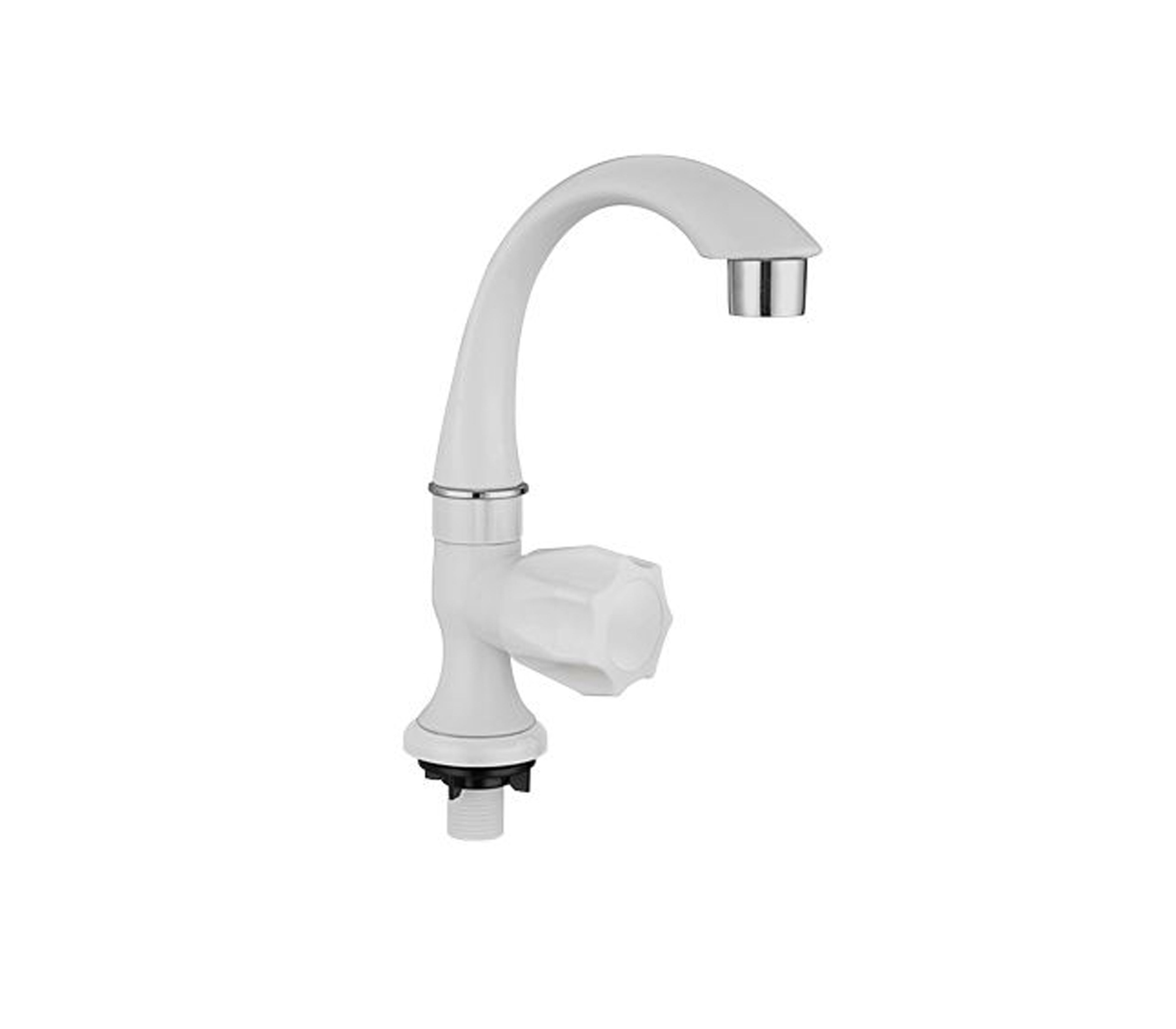 ABS Single Handle Kitchen Sink Faucet in White by Run - Perfect for Modern Home Renovation & Small Space Installation
