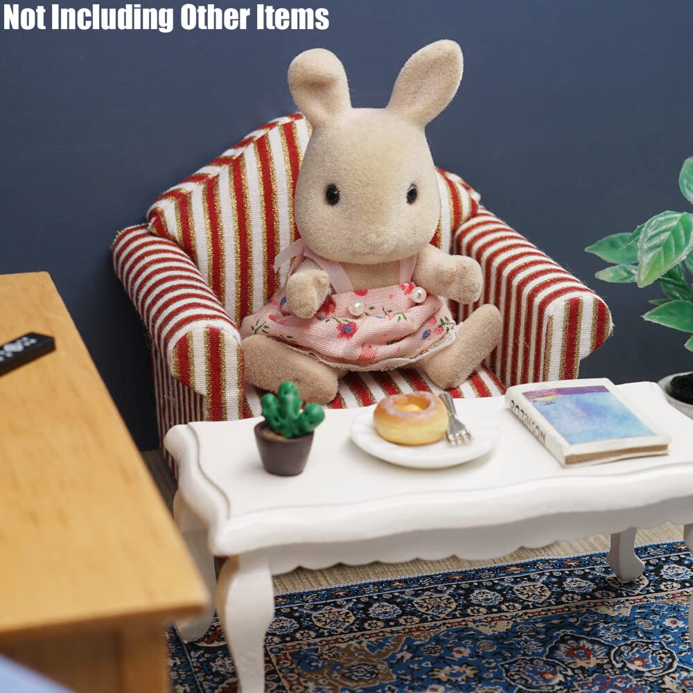 1/12 Scale Miniature Chair Armchair - Striped Dollhouse Furniture Accessories for Model Scenes & DIY Crafts | Odoria Brand