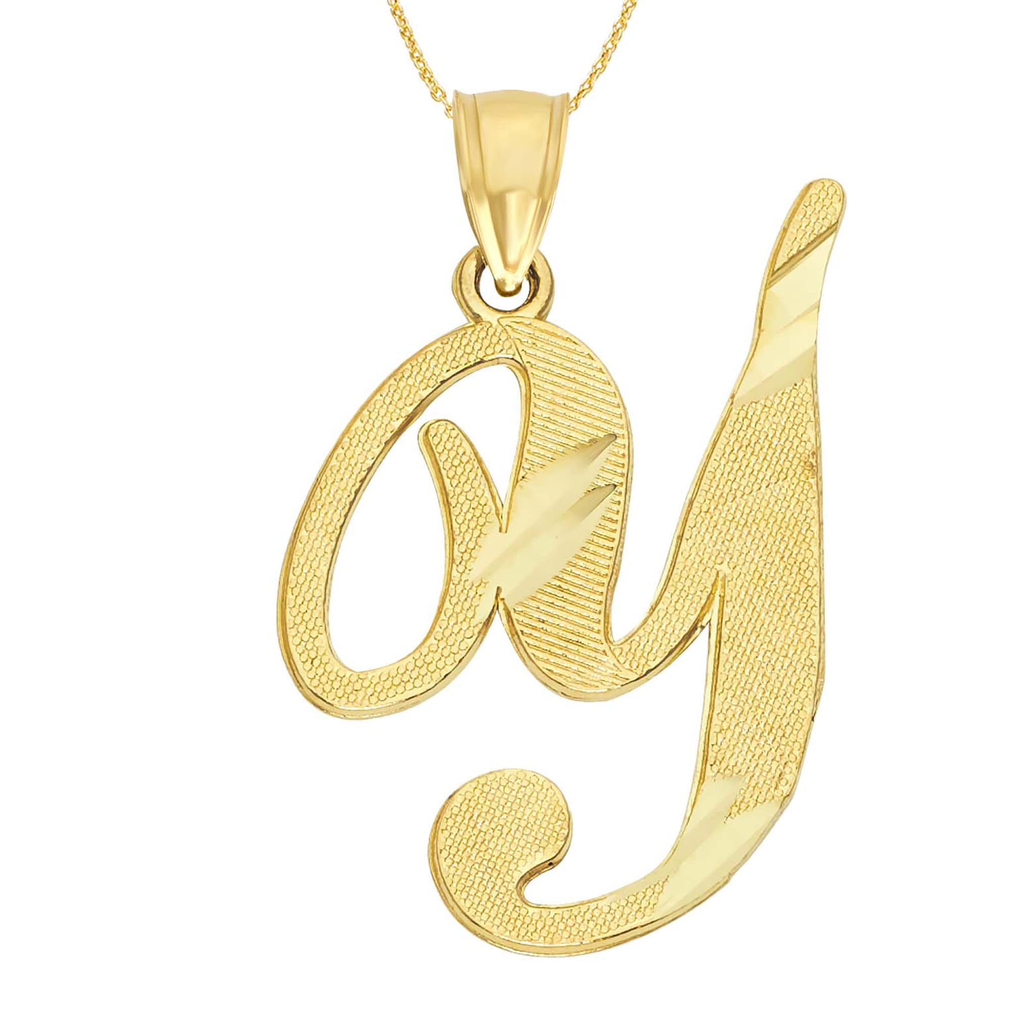 10K Solid Gold Cursive Initial Necklace - Personalized Letter Pendant Custom Jewelry for Women with Dainty Rolo Chain | Elegant Gift for Birthday, Anniversary, Valentine's Day & Everyday Wear