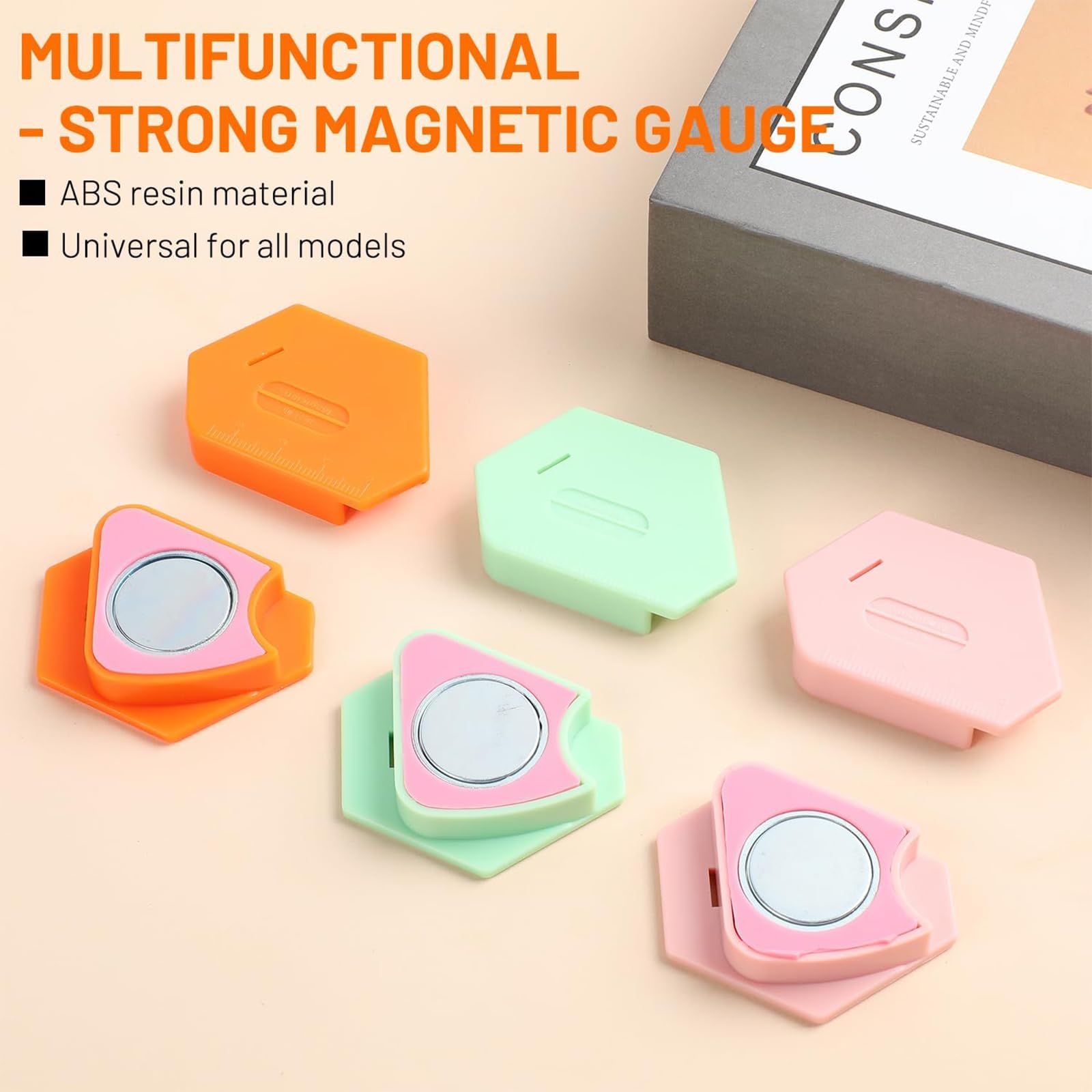 3 Pack Magnetic Seam Guide for Sewing Machine - 2025 Upgraded Multifunctional Polygonal Hemmer Guide with Measurement Scale | Universal Sewing Accessories for Quilting, Dressmaking & DIY Projects | Strong Magnet Hem Guide for Precise Stitching