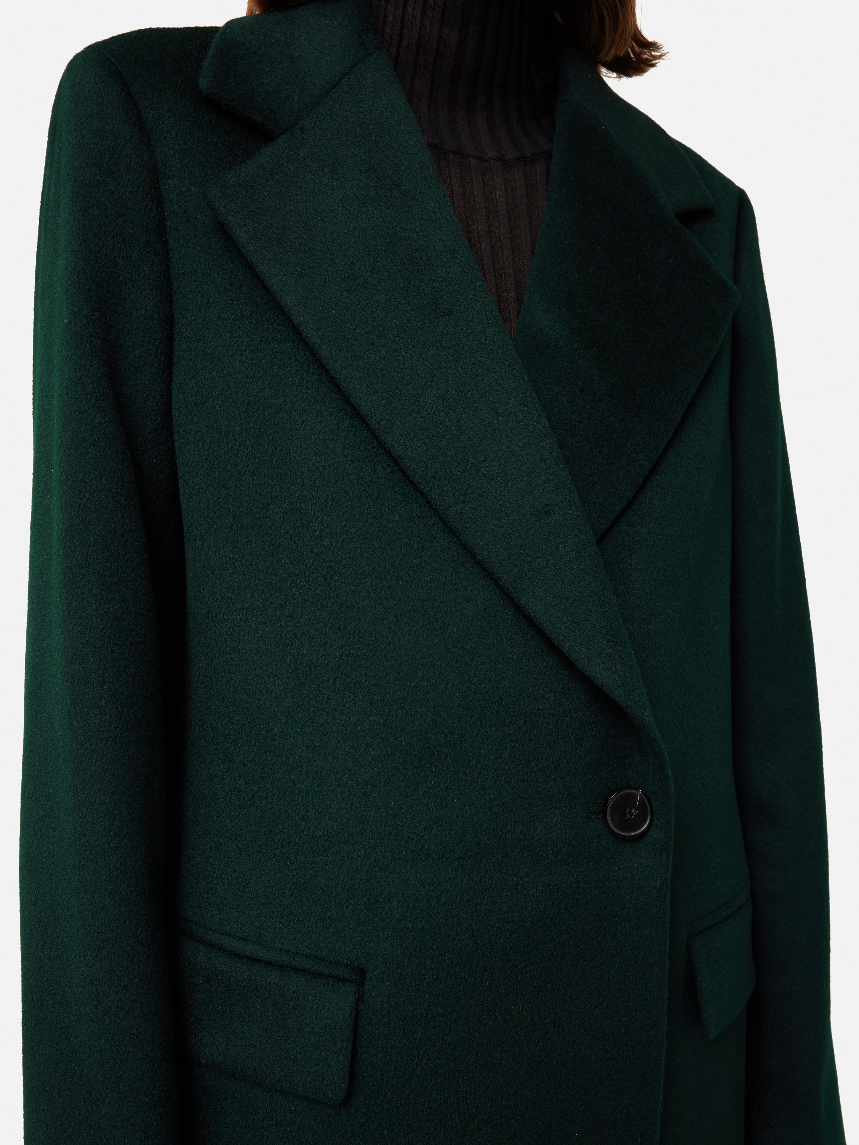 Premium Wool Maxi City Coat for Women - Elegant Green Winter Overcoat | Perfect for Office, Travel & Formal Occasions