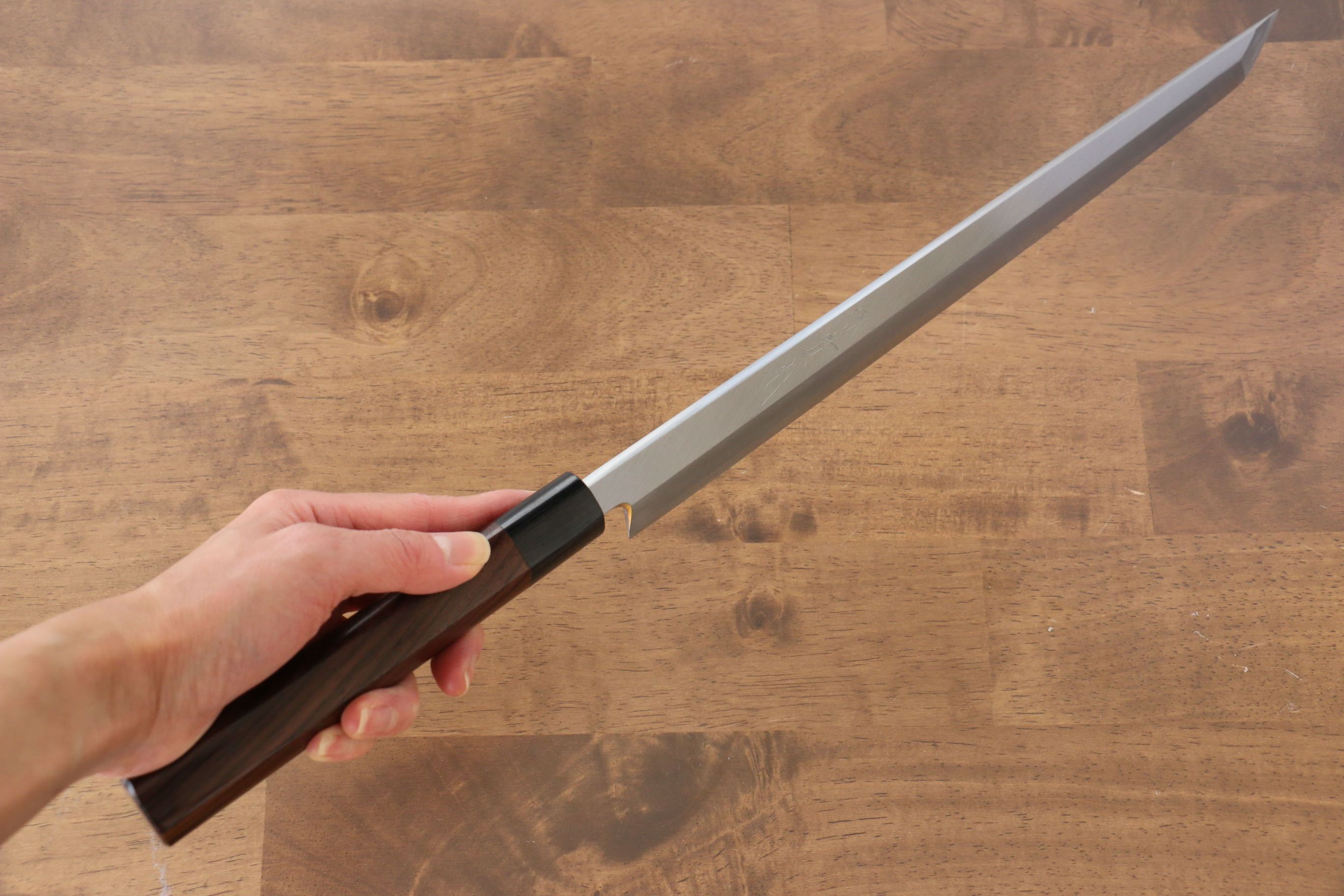 Premium Jikko White Steel No.2 Sakimaru Yanagiba 330mm Japanese Sushi Knife with Ebony Handle - Perfect for Sushi Chefs & Professional Kitchen Use