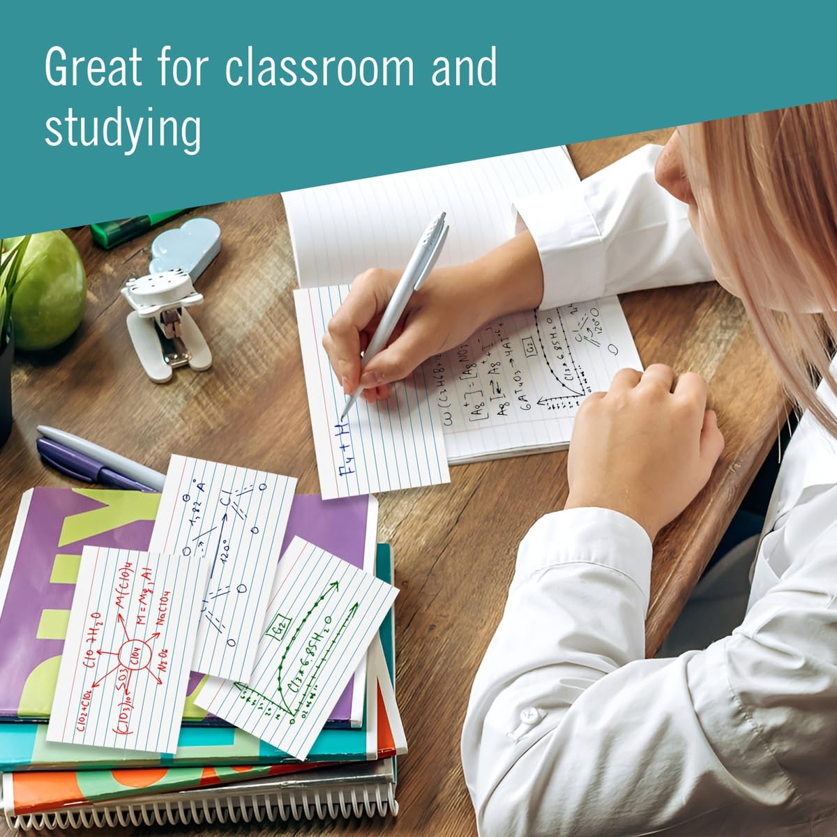3x5 Ruled Index Cards - 500 Pack Study Flash Cards, Office & School Note Cards for Studying, Presentations, and Organization | Perfect for Students, Teachers, and Professionals