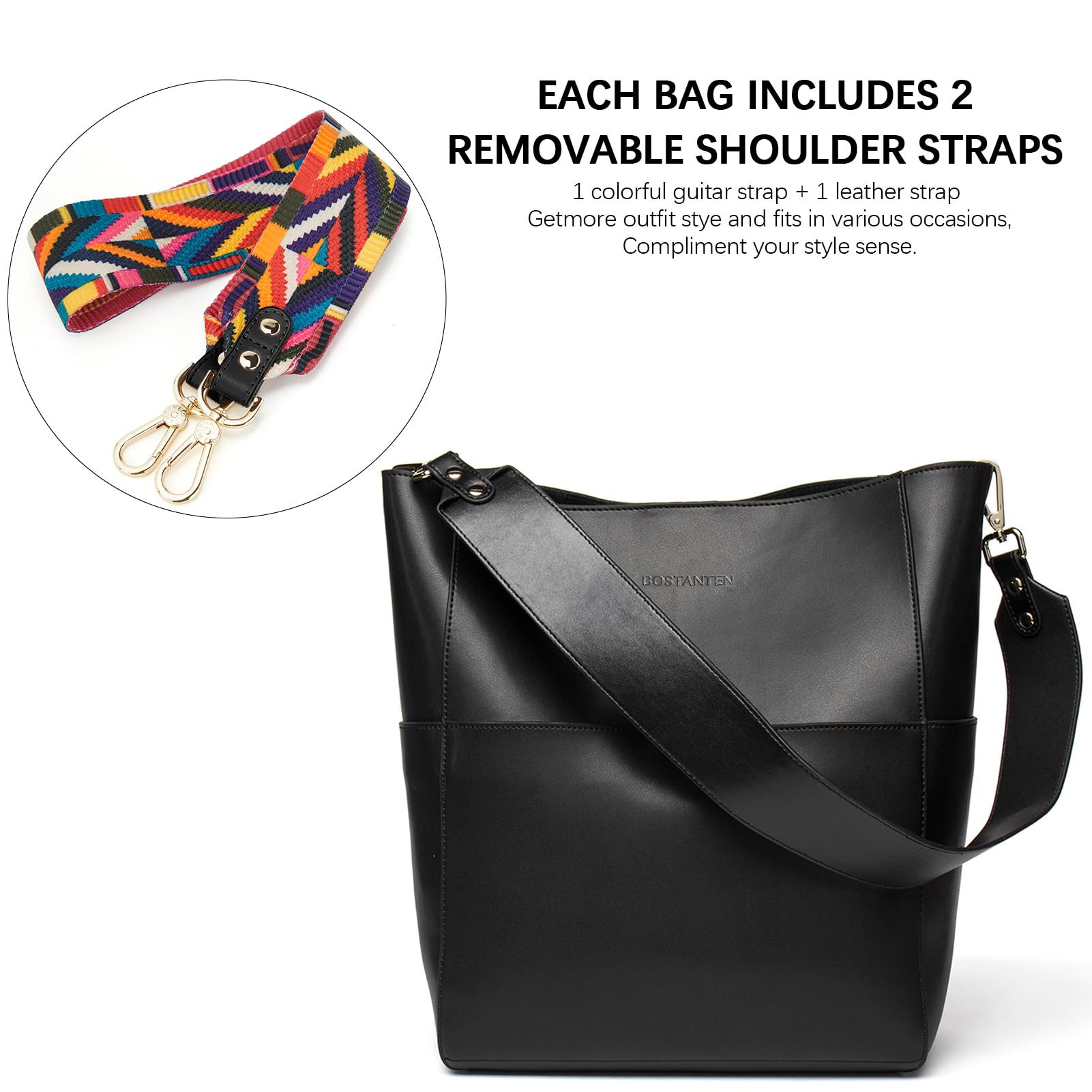BOSTANTEN Women's Genuine Leather Designer Handbags - Stylish Tote Purse & Shoulder Bucket Bag for Work, Travel & Everyday Use | Fashionable Women's Accessories