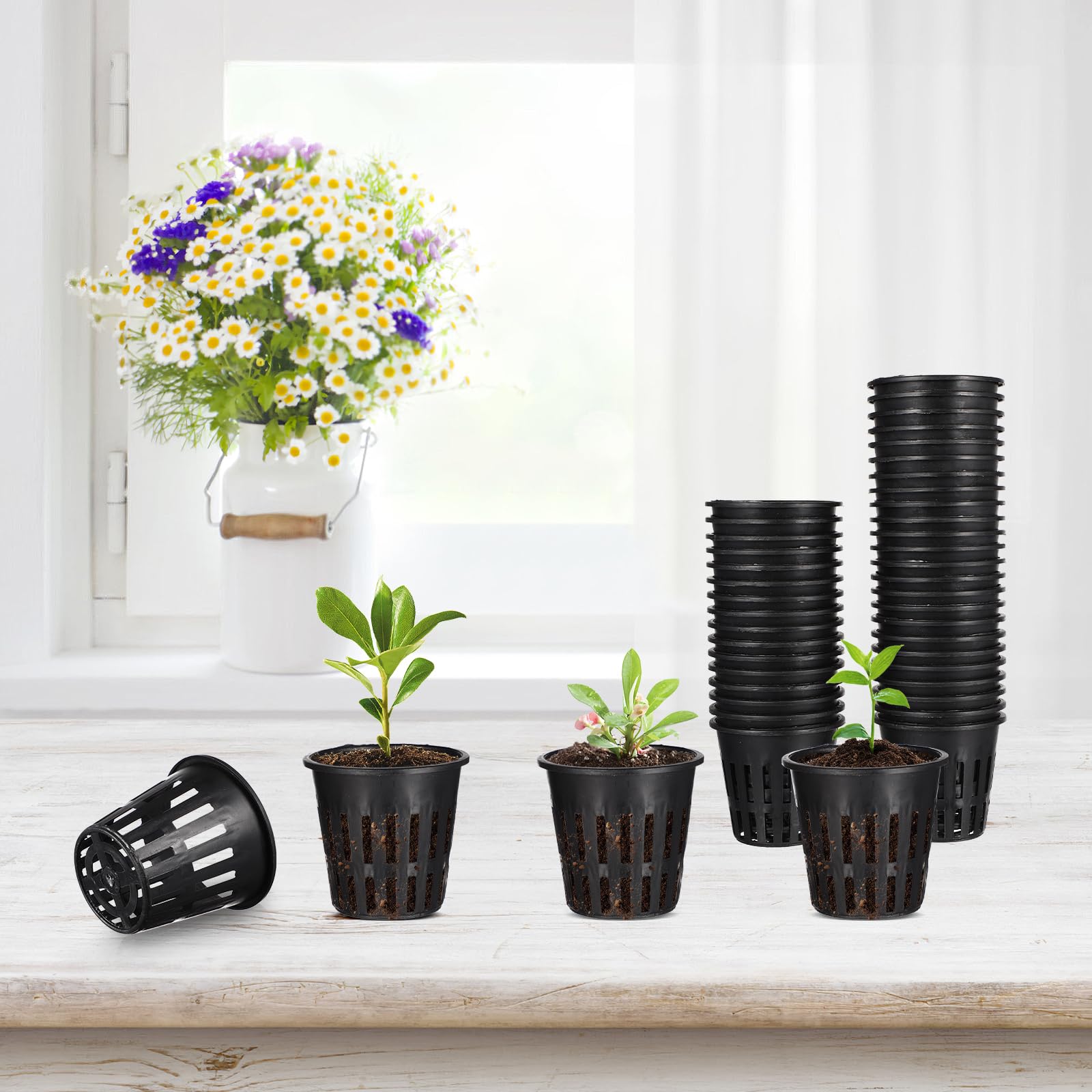 Yardwe 40PCS 2 Inch Hydroponic Net Pots - Black Plastic Garden Net Cup Buckets for Hydroponics, Aquaponics & Seed Starting - Perfect for Indoor Herb Gardens, Hydroponic Systems & DIY Planters