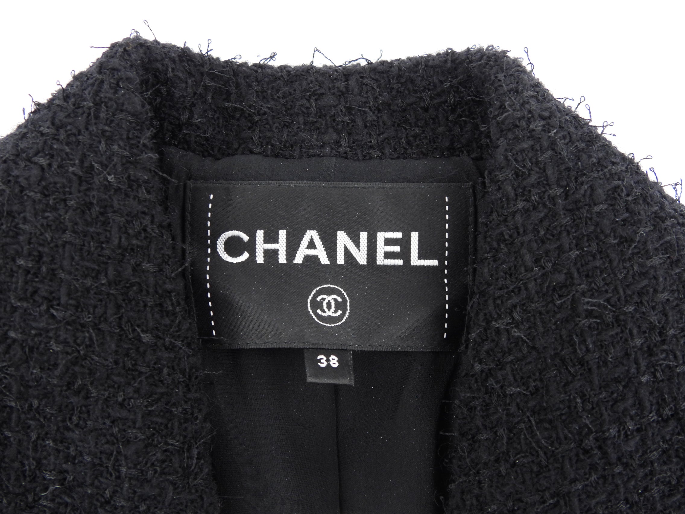 Chanel 20A Black Cream Gold Wool Tweed Double Breasted Jacket Skirt Suit Set FR38 | Luxury Women's Fashion Outfit for Business Meetings & Special Occasions