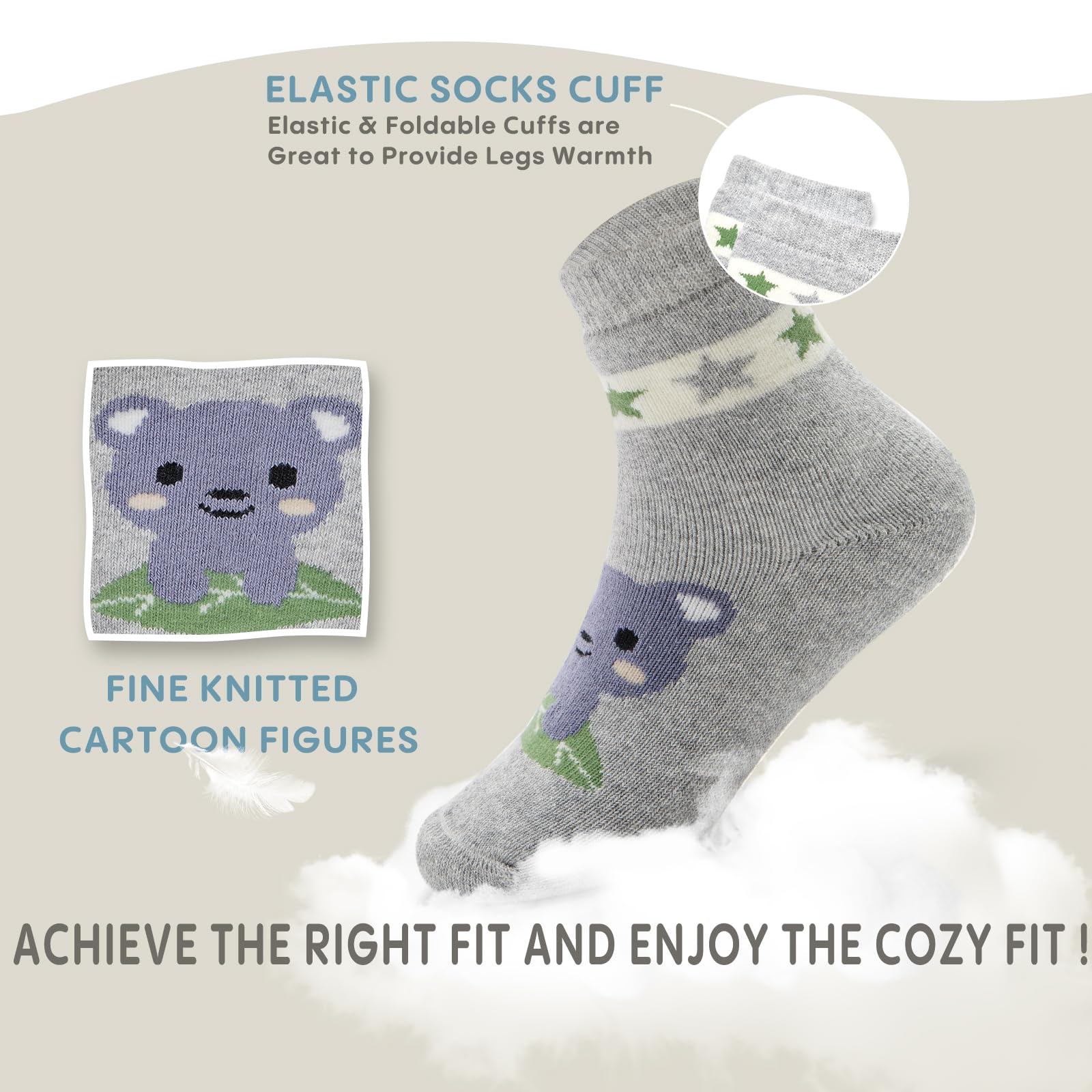 Girls Winter Socks 6 Pack - Warm Thermal Terry Crew Socks for Kids & Toddlers - Cozy Cold Weather Socks for School, Snow Play & Indoor Activities