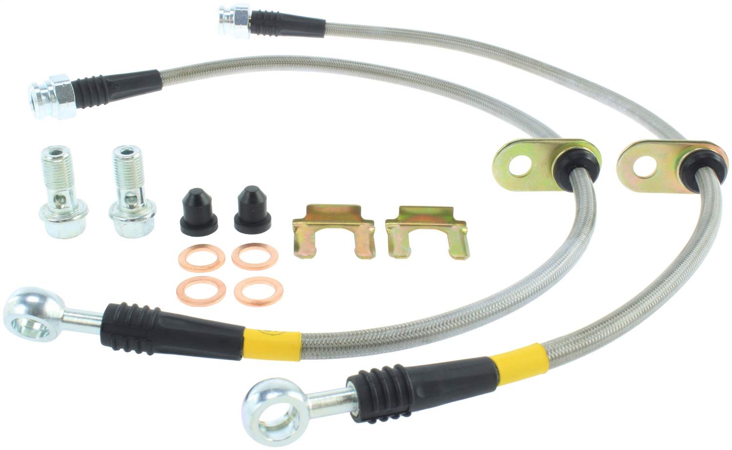 StopTech 950.47005 Front Stainless Steel Braided Brake Hose Kit - High Performance Brake Line Upgrade for Cars, Trucks & SUVs - Perfect for Racing, Off-Roading & Daily Driving
