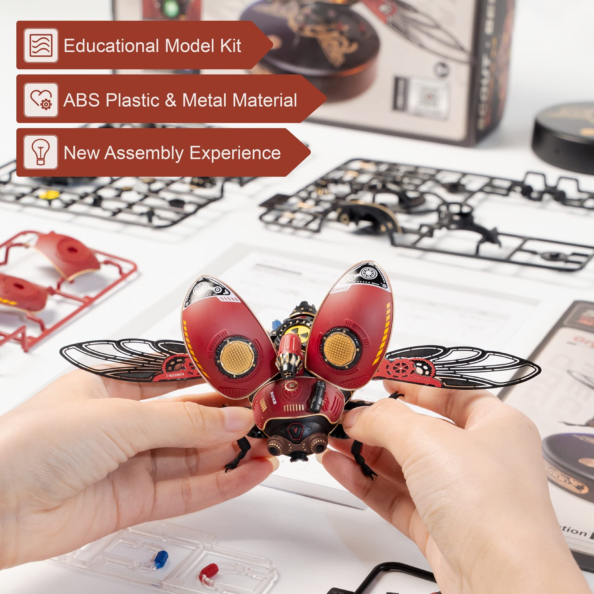 ROKR Scout Beetle 3D Metal Puzzle Kit for Adults & Teens – STEM Building Toy, DIY Mechanical Model – Perfect Gift for Ages 14+ (Halloween, Christmas, Birthday) – Fun Home Decoration & Stress Relief Activity