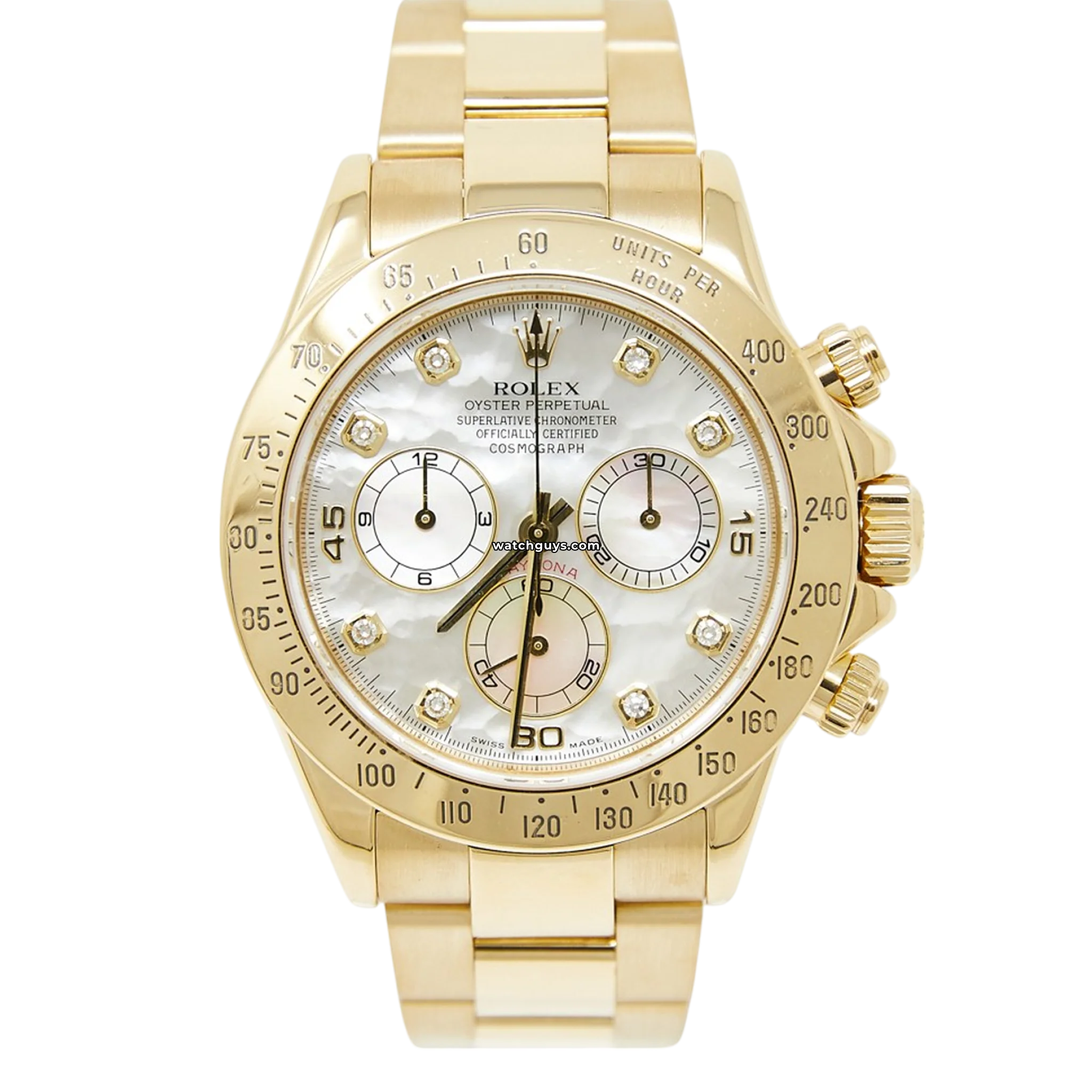 Luxury Rolex Daytona 116528 Men's Watch - 18K Gold Case with Mother of Pearl Dial - Perfect for Business Meetings & Special Occasions