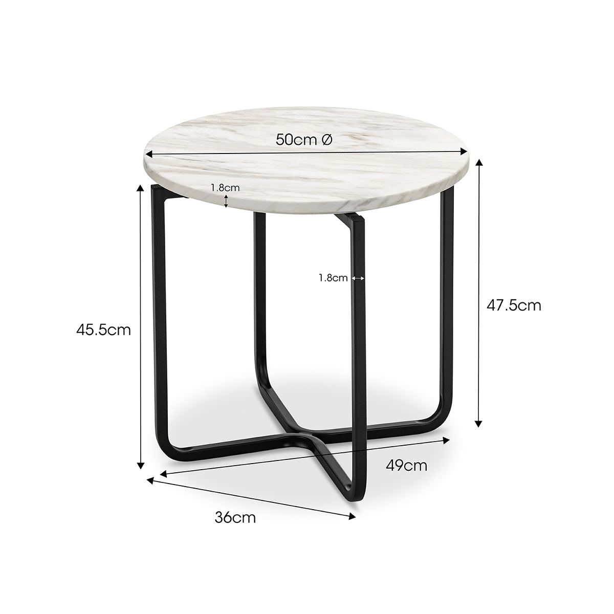 Round Marble Side Table - Modern & Elegant Accent Table for Living Room, Bedroom, or Office - Durable & Stylish Home Decor Furniture