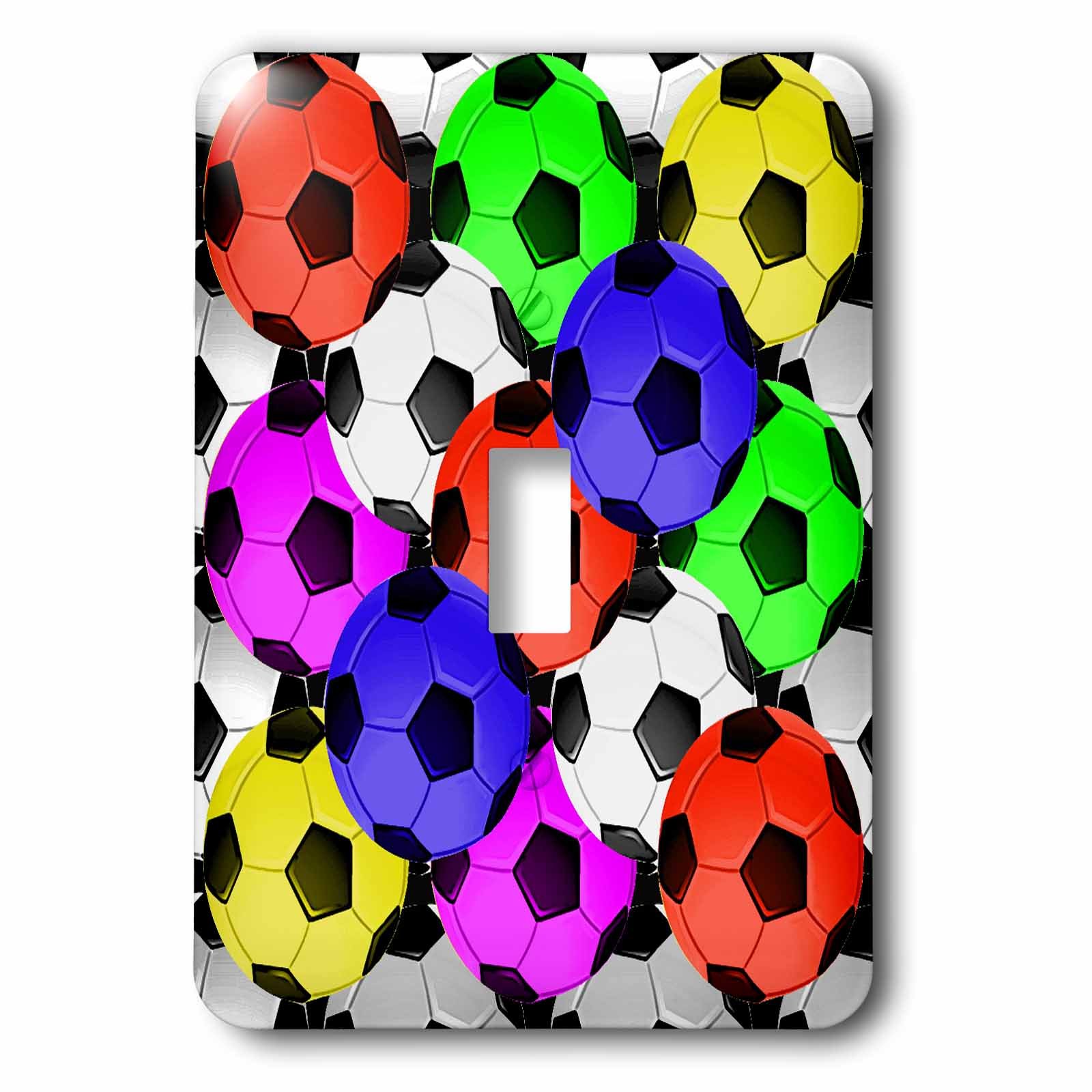 Colorful Soccer Ball Pattern Light Switch Cover - 3D Printed Design for Kids' Rooms, Sports Themed Decor & Game Day Parties