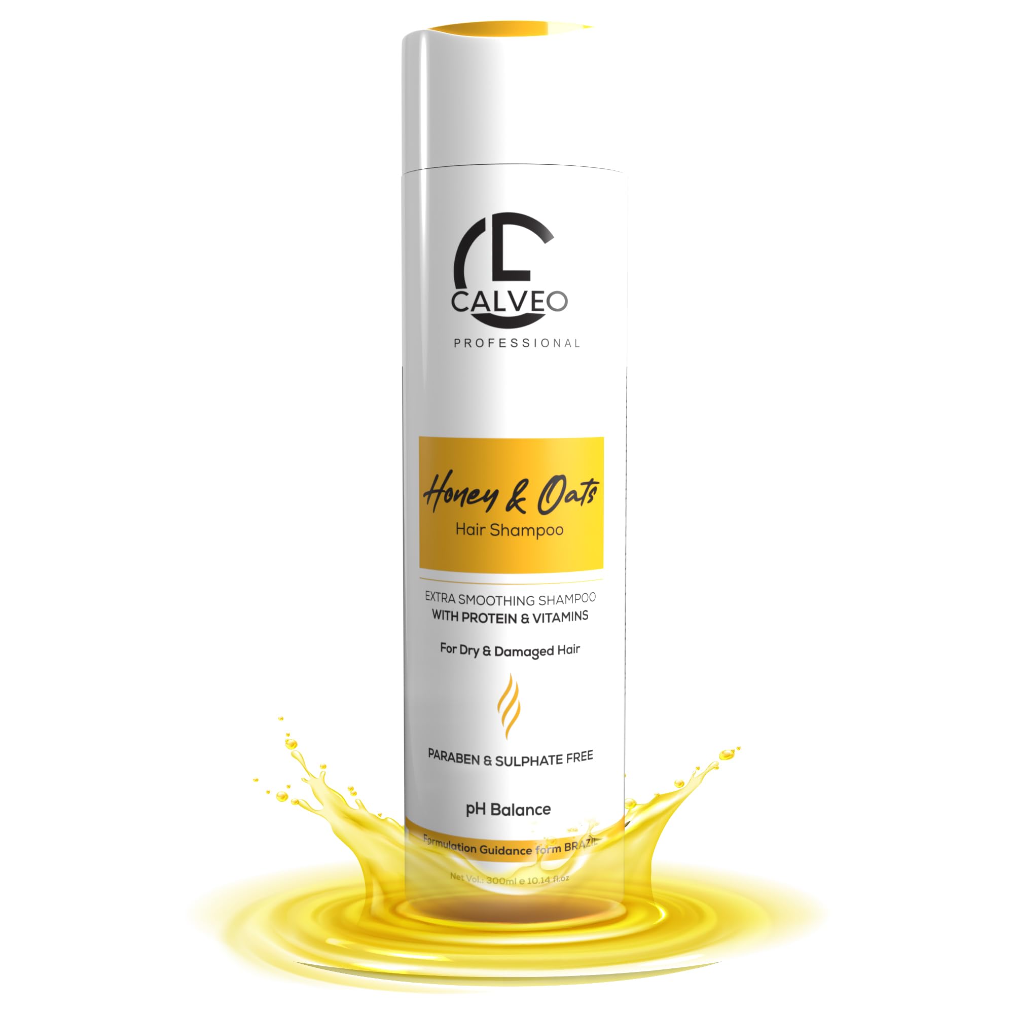 CALVEO® Honey & Oats Hair Mask for Dry Damaged Hair - Deep Hydrating Treatment with Protein, Vitamins & pH Balance Technology | Repairs, Strengthens & Smooths Hair | 300ml | Perfect for Post-Color, Heat Styling & Winter Hair Care