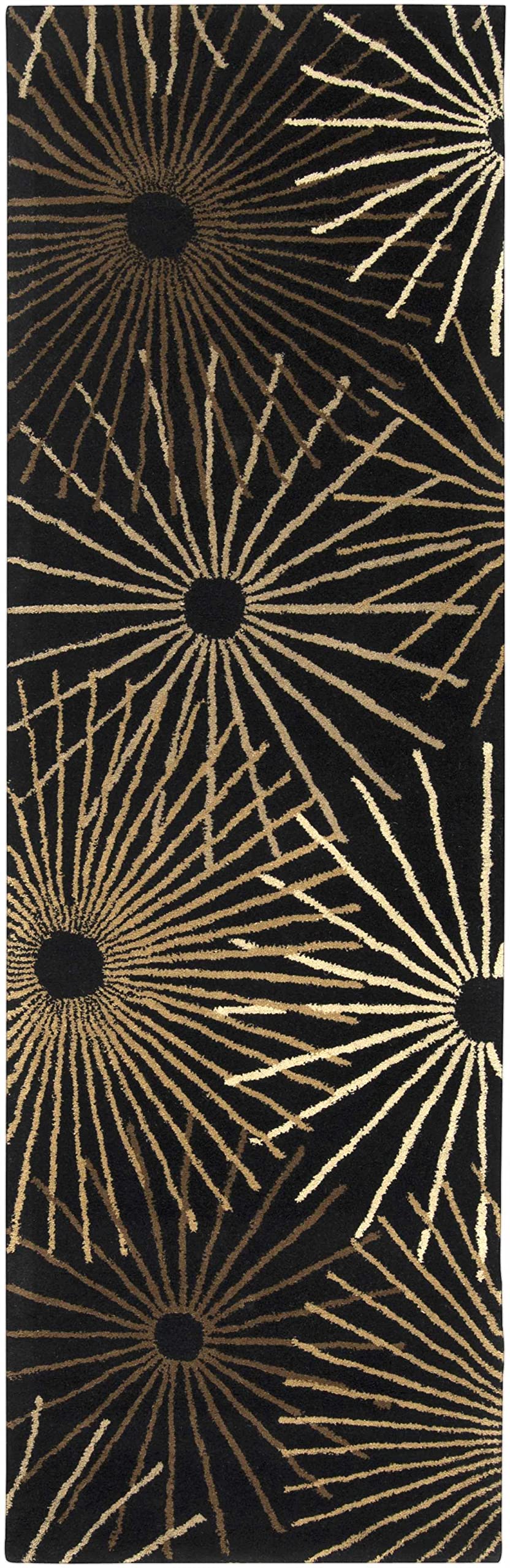 Hauteloom Clover Wool Round Area Rug - 6' Modern Neutral Rug for Living Room & Bedroom - Soft Black, Brown, Beige Home Decor - Perfect for Cozy Spaces, Nursery & Office