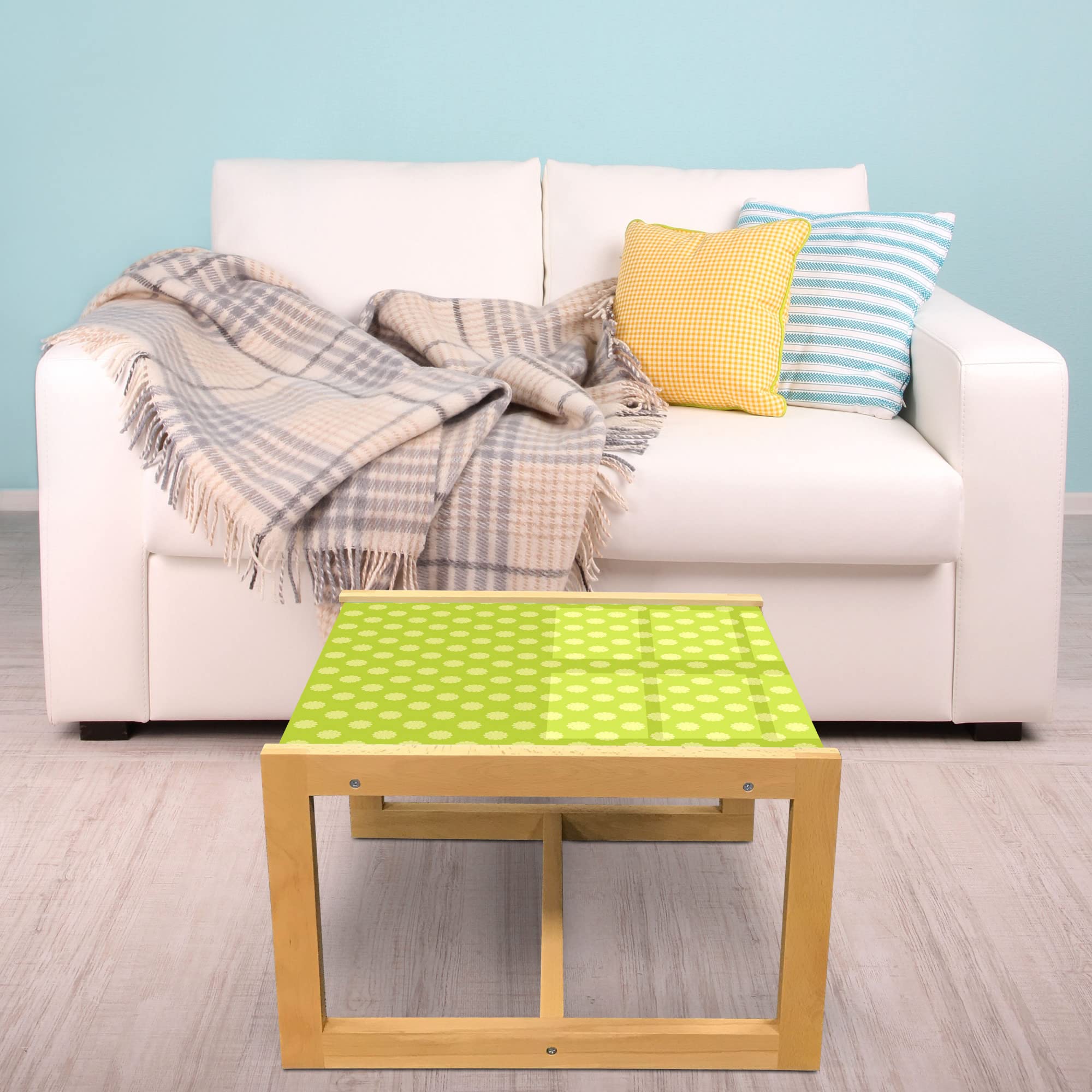 Ambesonne Floral Coffee Table, Acrylic Glass Top with Wooden Frame - for Office & Dorm Decor