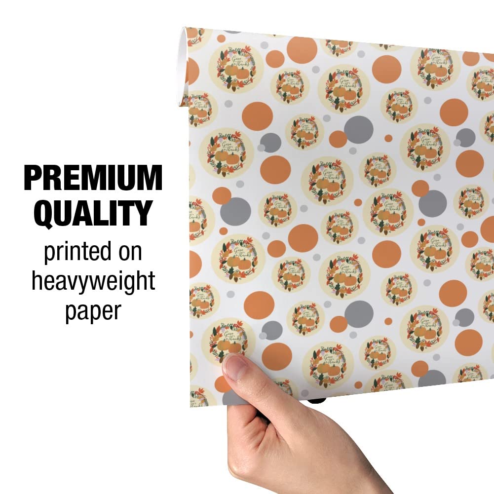 GRAPHICS & MORE Thanksgiving Pumpkin Gift Wrap Paper Roll - Premium Wrapping Paper for Holiday Gifts, Party Decorations & Seasonal Crafts