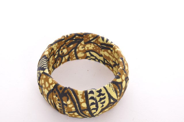 African Print Bangle Bracelet - Handmade Wooden Beaded Wrist Jewelry DPBG2407 | Perfect for Boho Fashion, Festivals & Cultural Events
