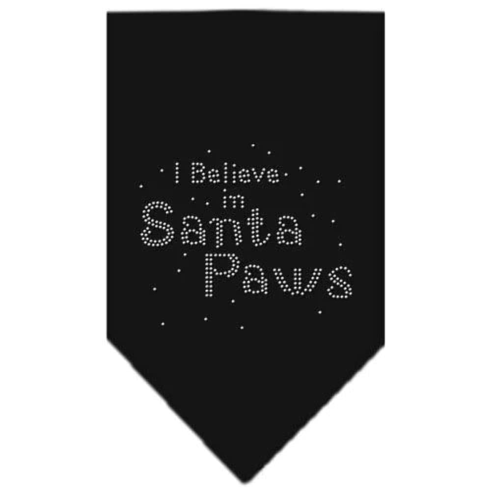 Sparkling Rhinestone Christmas Pet Bandana - 'I Believe In Santa Paws' Lime Green Small Dog Scarf for Holiday Photos & Festive Parties