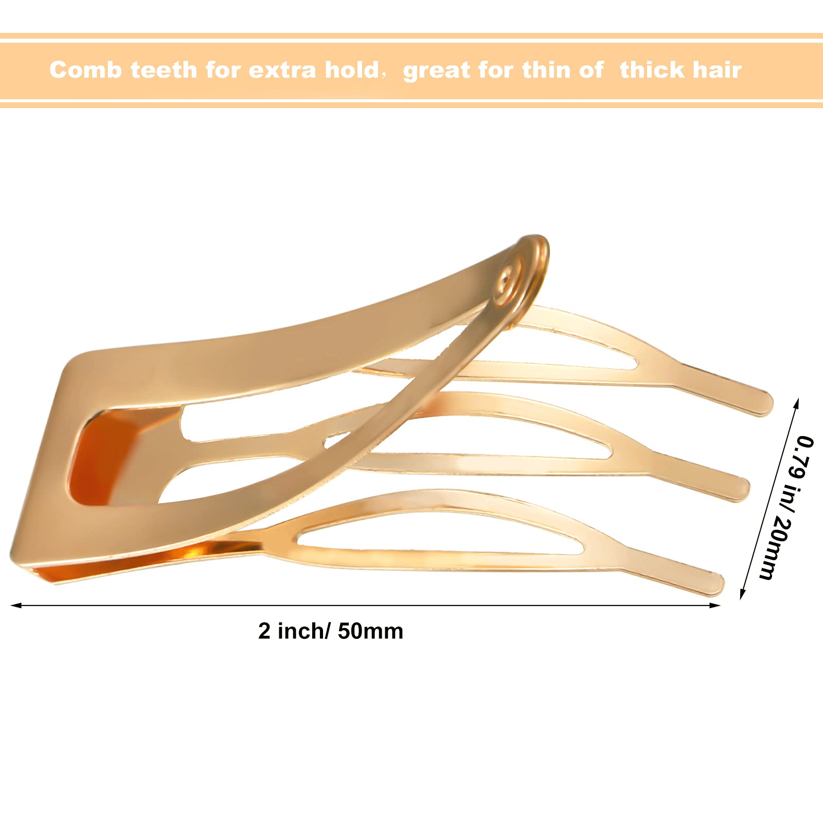 24 Pcs Double Grip Hair Clips - Metal Snap Barrettes for Women, Salon Hair Styling Supplies (2 Inch, KC Gold) | Perfect for DIY Hair Styling, Salon Use & Everyday Hair Accessories