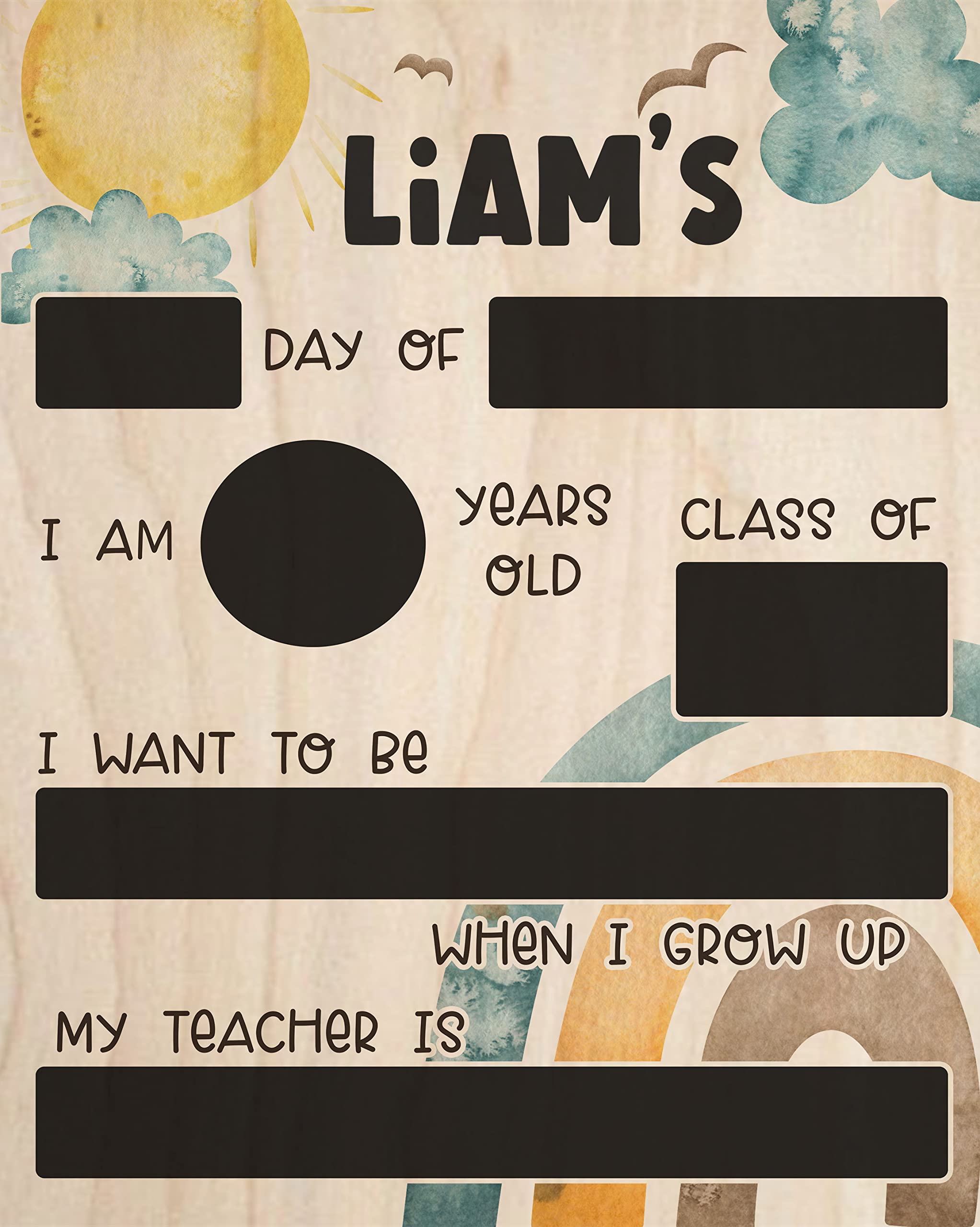 Personalized First Day of School Chalkboard Sign - Reusable Back to School Board for Kindergarten & Preschool - Perfect for 1st Day Photos, Classroom Decor & Memory Keepsakes