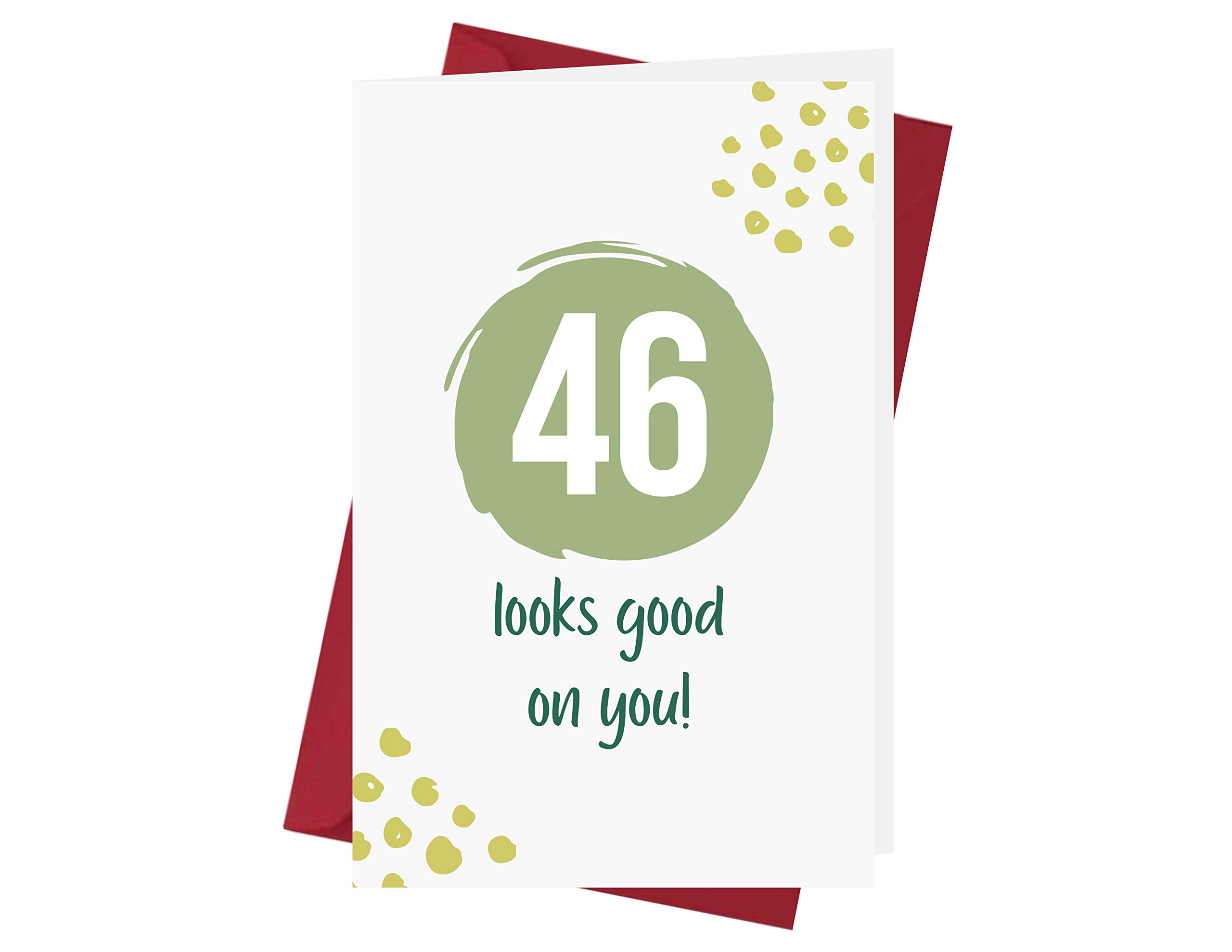 46th Birthday Card - Funny 46 Years Old Greeting Card with Red Envelope for Anniversaries & Celebrations