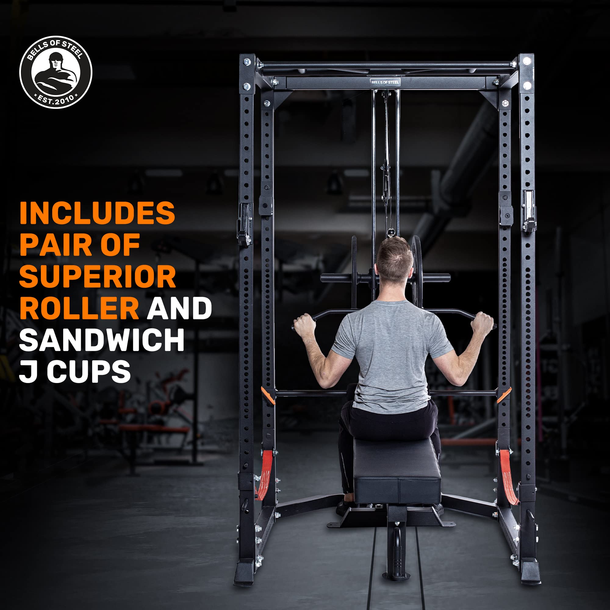 Bells of Steel Light Commercial Power Rack - Heavy Duty Squat Rack with Gym Accessories for Home & Commercial Use | Perfect for Strength Training, CrossFit & Weightlifting Workouts
