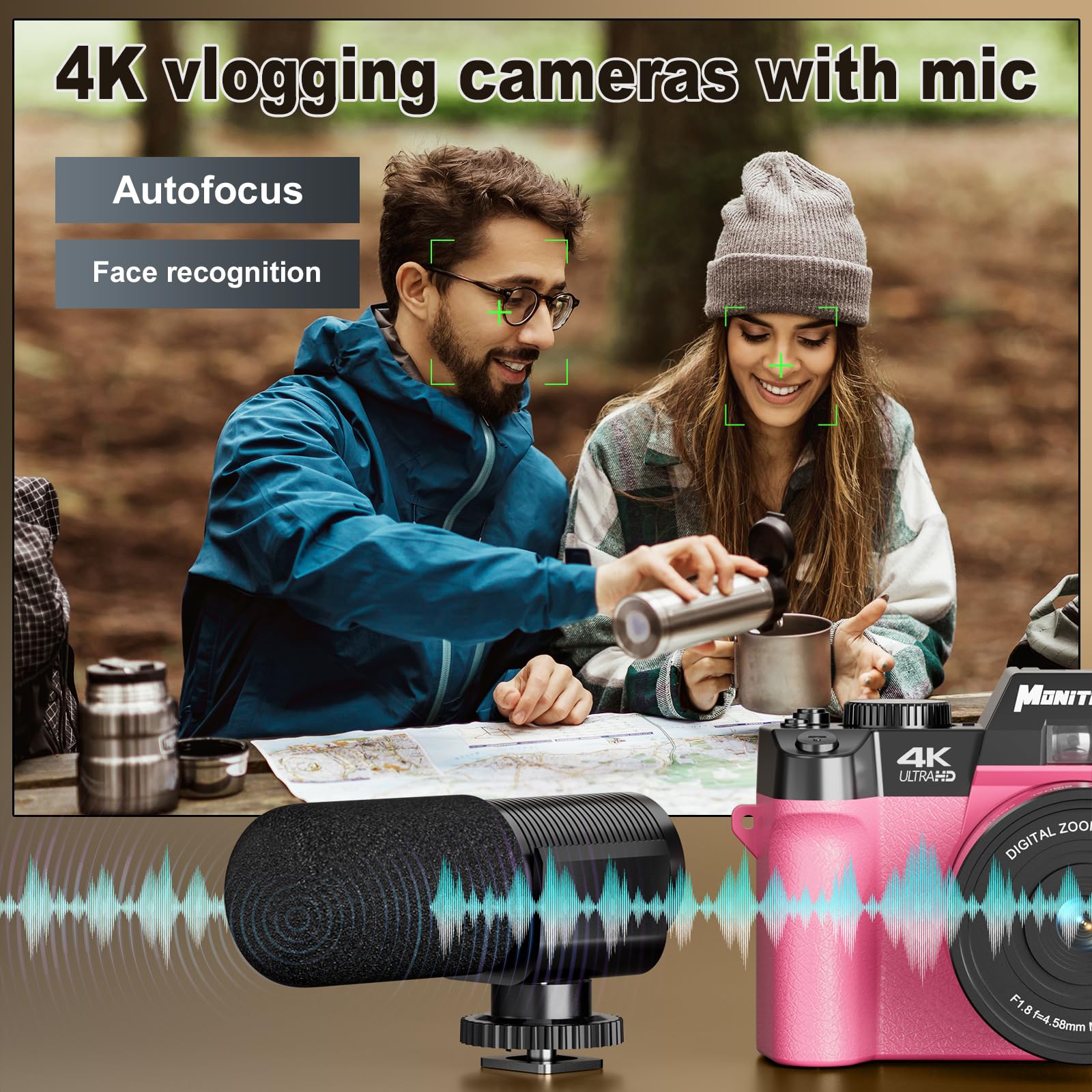 Monitech 48MP Digital Camera with 16x Zoom - 4K Video Camera for Photography & Vlogging - YouTube Camera with 32GB SD Card (S100 Model) - Perfect for Travel, Blogging and Content Creation