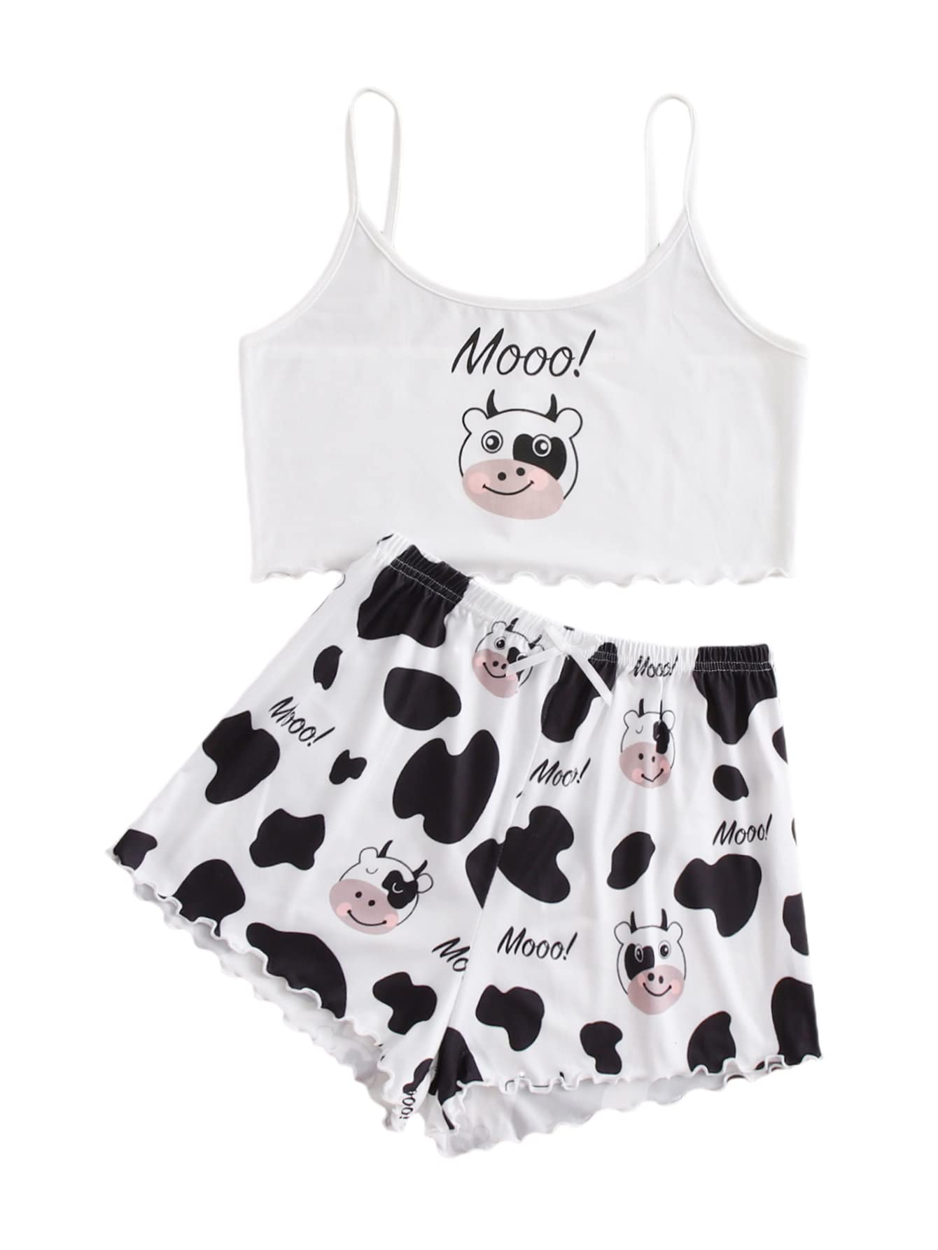 WDIRARA Women's Pajama Set - Face Print Sleep Shirt & Red Lip Shorts Pajamas | Soft Cotton Sleepwear for Women | Perfect for Lounge, Sleepovers & Relaxing at Home