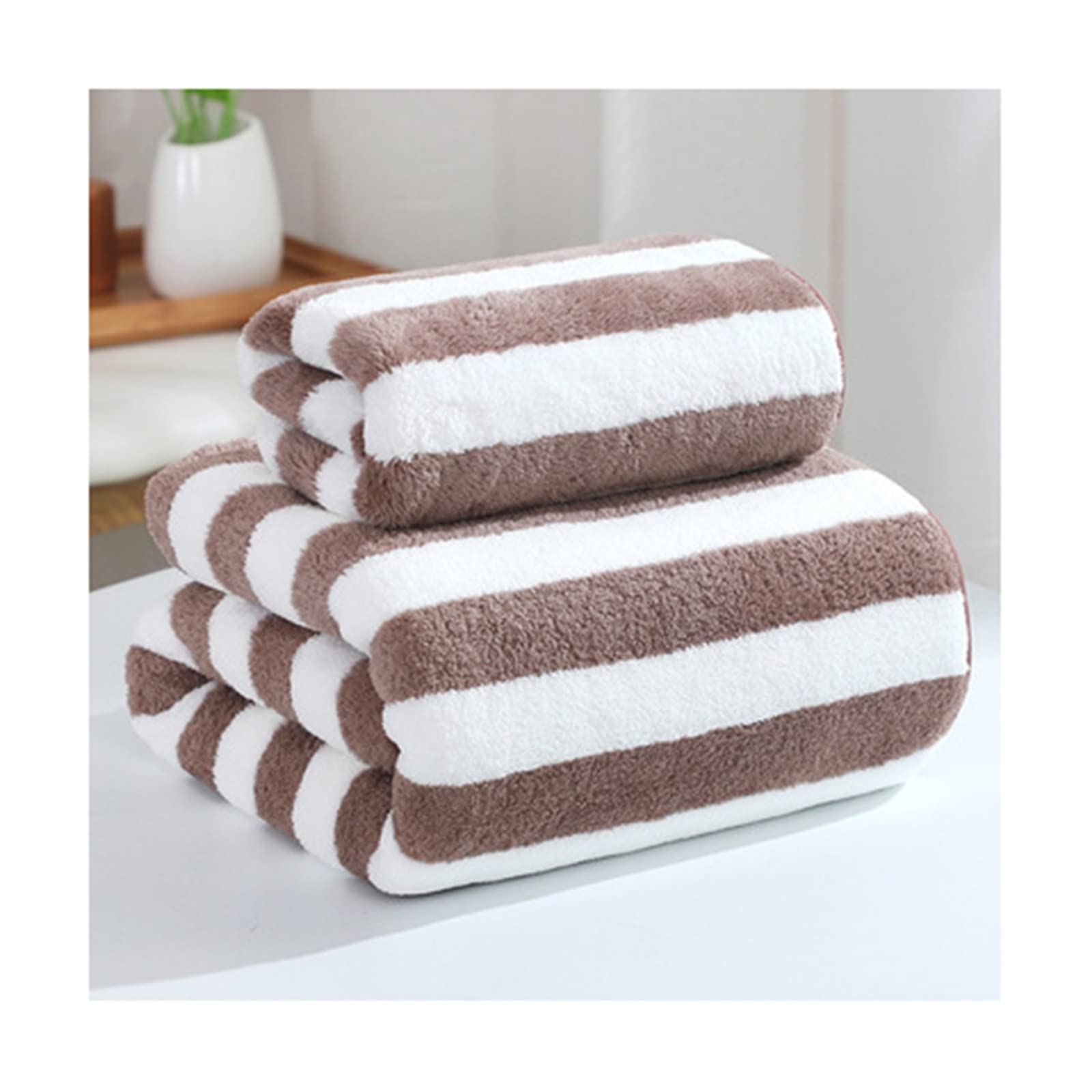 75cm x 35cm Large Absorbent Quick-Drying Bath Towel for Adults - Spa, Body Wrap, Face & Hair Shower Towel - Soft Beach Cloth (Brown) - Perfect for Home, Gym, Pool & Travel Use