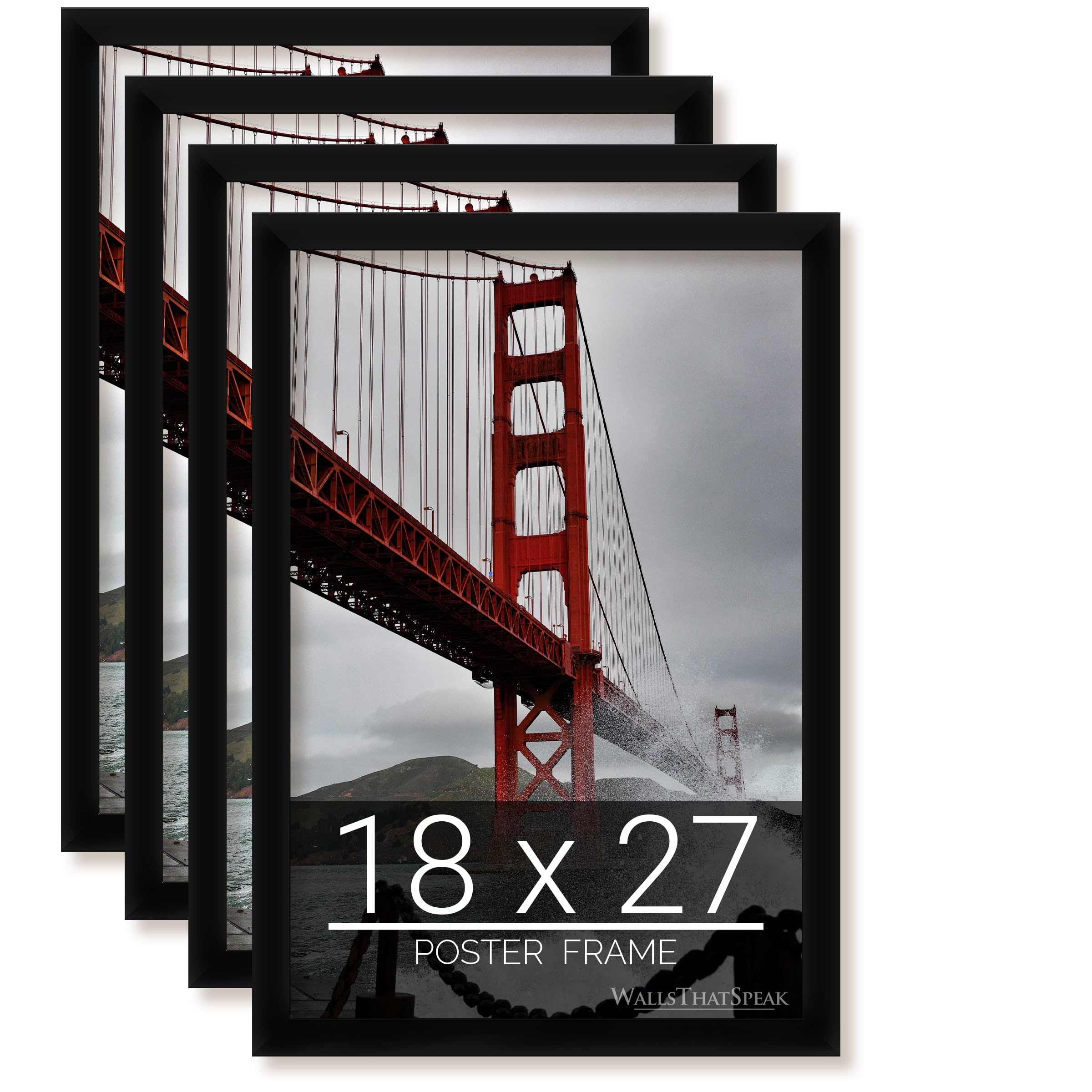 18x27 Black Picture Frame Set of 4 - Perfect for Puzzles, Posters, Photos & Artwork | Ideal for Home Decor, Office Display & Gift Giving