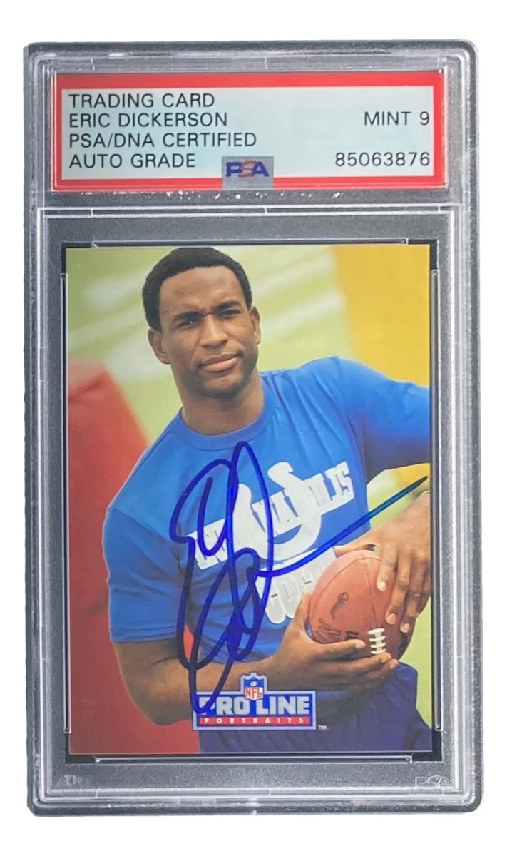 Eric Dickerson Autographed 1991 Pro Line #68 Indianapolis Colts NFL Trading Card - PSA/DNA Certified Mint 9 Condition - Perfect for Sports Memorabilia Collectors and Football Fans Display