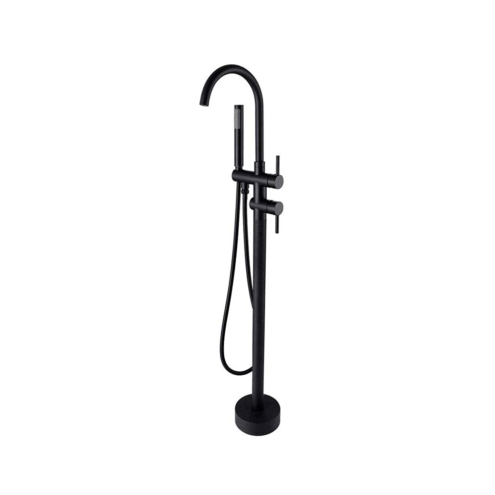 Matte Black Bathtub Faucet with Handheld Shower Mixer - Floor Mount Tub Filler & Shower Faucet for Modern Bathrooms | Perfect for Spa-Like Relaxation & Convenient Bathing