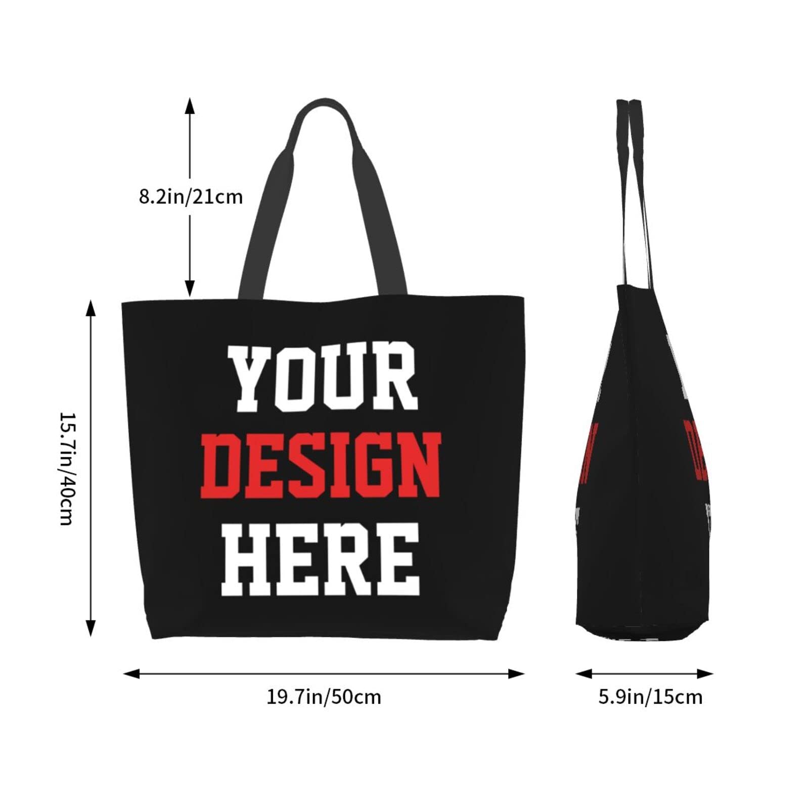 Custom Tote Bags with Logo - Personalized Team Text & Picture Shoulder Bags for Women, Travel, Business, Shopping & Teacher Gifts | Durable & Stylish Reusable Grocery Bag
