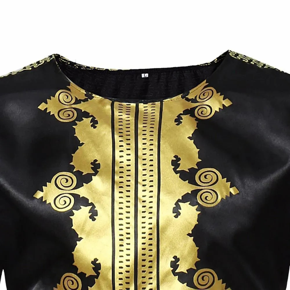 Stylish Black Long Sleeve African Print Shirt for Men | Traditional Dashiki Tops | Perfect for Cultural Events, Weddings & Casual Wear