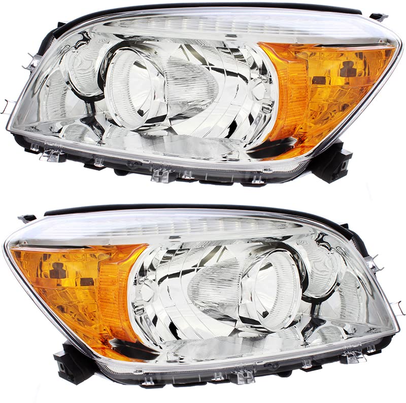 Toyota RAV4 Headlights Replacement Set (2006-2008) - Halogen Chrome Trim for Base & Limited Models - Perfect for Night Driving & Off-Road Adventures