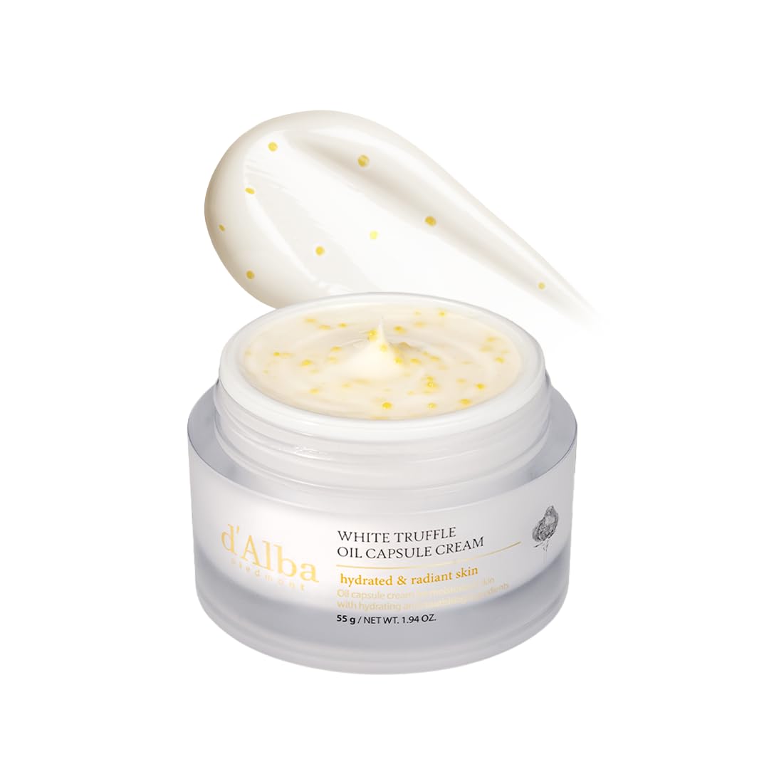 D'alba Piedmont Italian White Truffle Oil Capsule Cream - Vita-Cera Deep Hydration Face Moisturizer for Glass Skin (1.94 oz) | Anti-Aging & Brightening Skincare for Dry & Sensitive Skin | Perfect for Night Routine & Winter Care