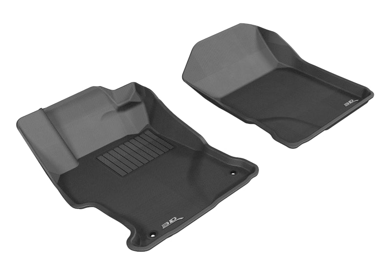 3D MAXpider Custom Fit All-Weather Floor Mats for 2012-2013 Honda Civic (1st Row) - Kagu Series Black Car Mats | Perfect for Daily Commute, Road Trips & Winter Protection