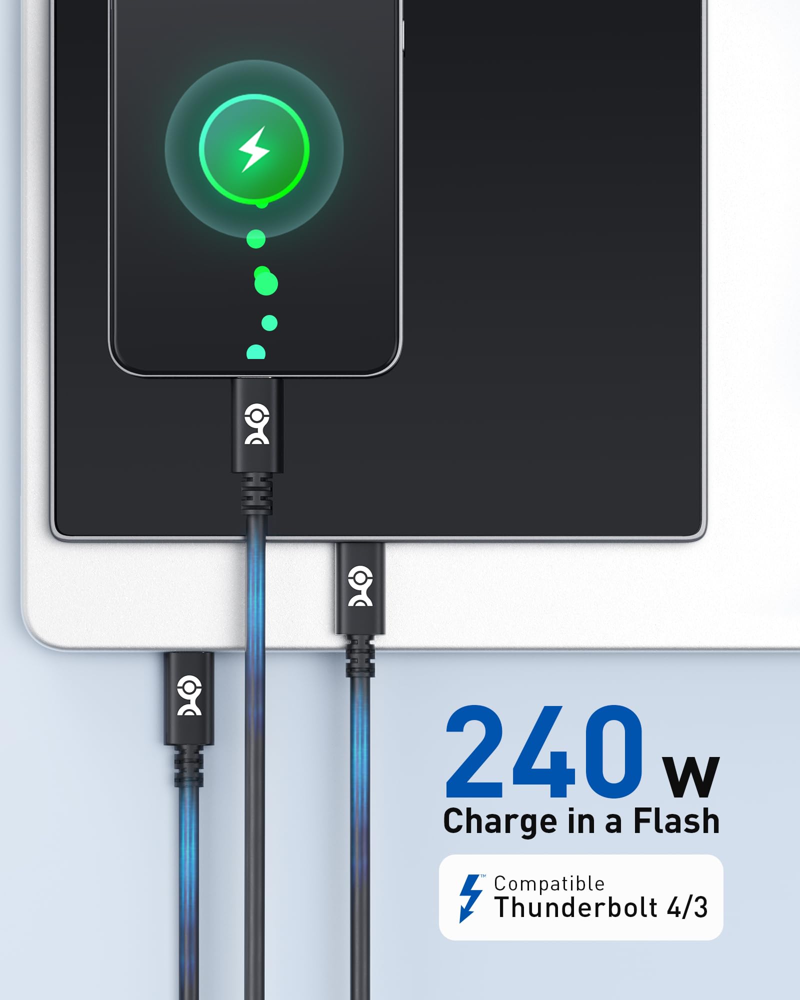 USB-IF Certified 240W USB C to USB C Cable 6.6ft (2m) - PD 3.1 Fast Charging for MacBook Pro, Dell XPS, iPad Pro - High Speed Charger Cable for Laptops, Phones & Tablets - Office, Travel & Home Use (Black, USB 2.0)