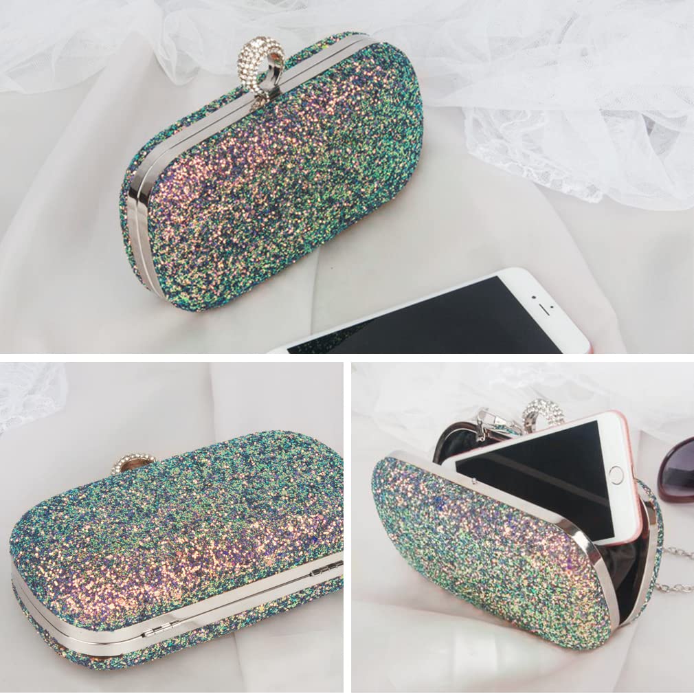 Sparkly Rhinestone Sequin Clutch Bag for Women - Elegant Glitter Evening Handbag with Chain Strap for Wedding, Party, Prom & Date Night | Perfect Bridal Accessory & Formal Event Purse