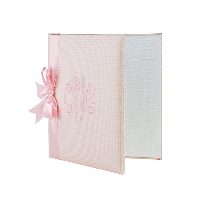 Baby Book in Blush Gingham - Perfect for Newborn Keepsakes, Christening Gifts & First Year Milestones