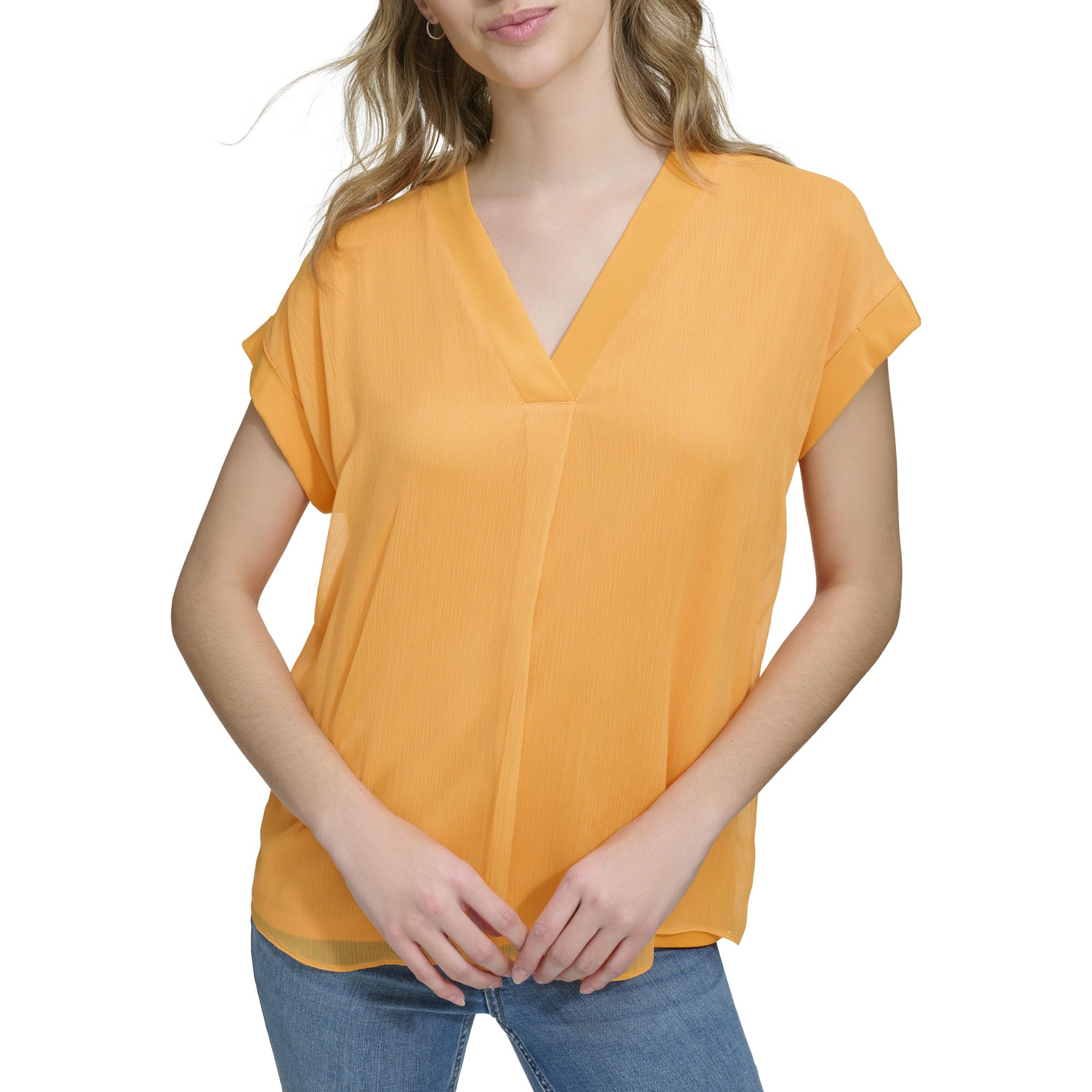 Calvin Klein Women's Sleeveless V-Neck Knit Top - Soft Stretchy Casual Summer Blouse for Work & Weekend Outfits