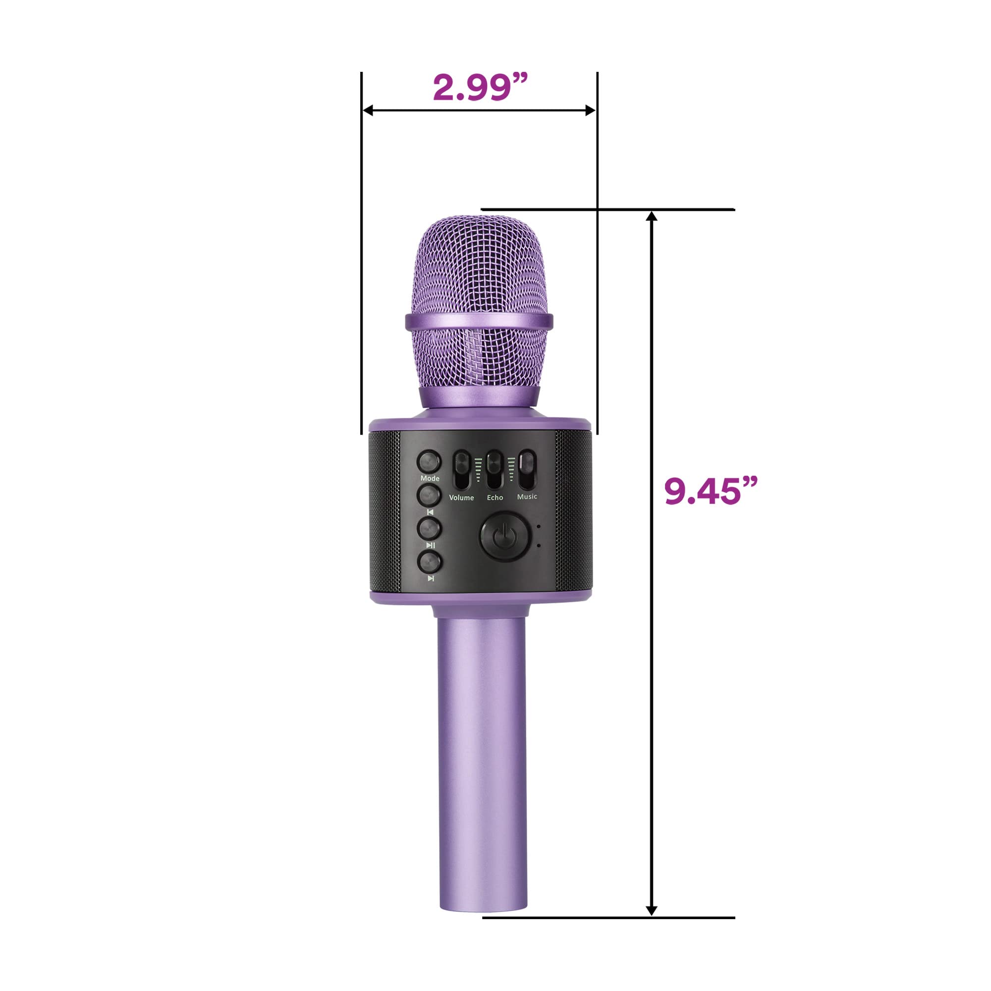 Core Innovations Wireless Bluetooth Karaoke Microphone with Built-in Speakers & HD Recording - Portable Handheld Mic for Kids & Adults (Lilac) | Perfect for Home Parties, Singing Practice & Travel Entertainment